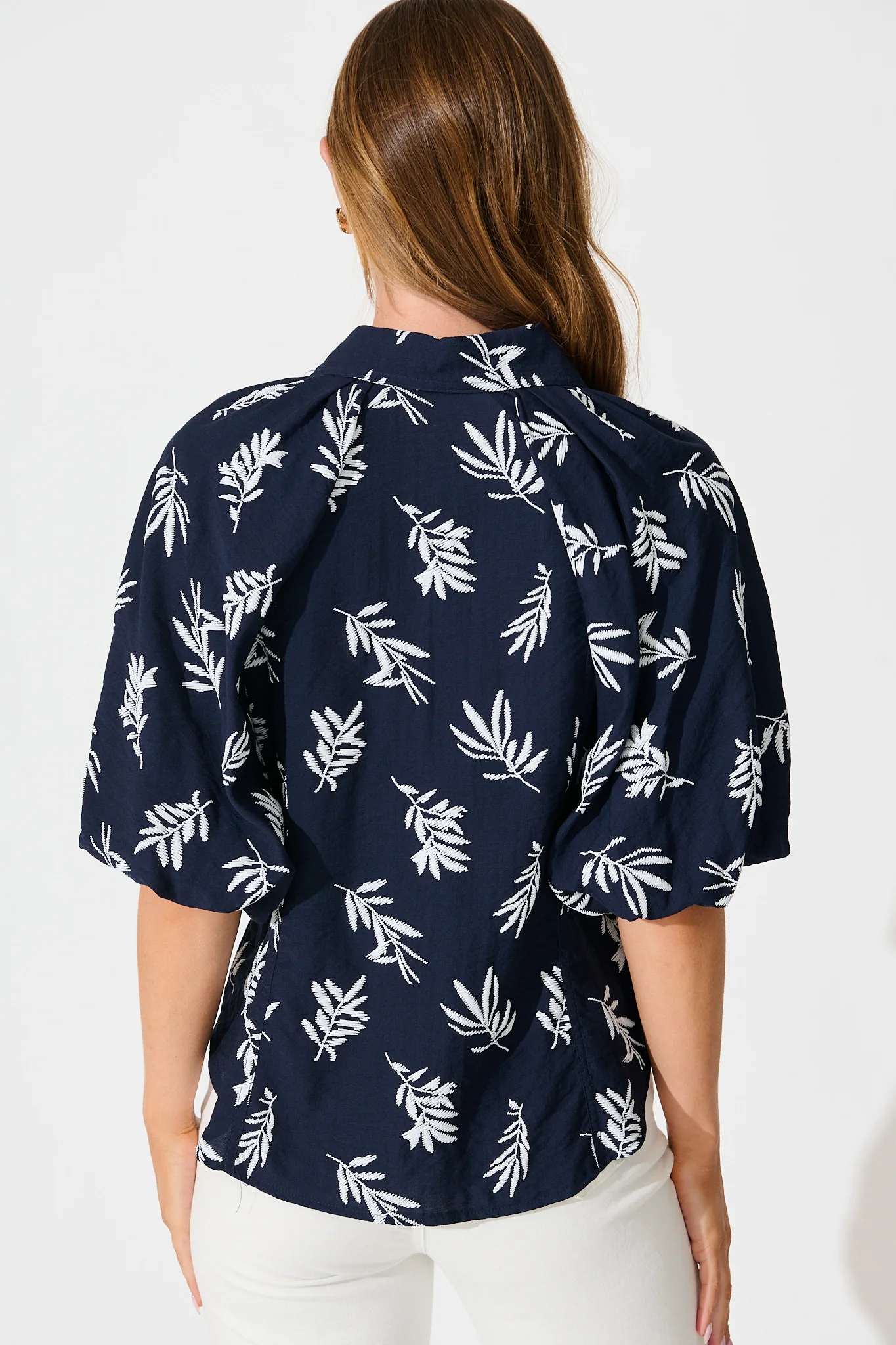 Good Love Shirt in Navy with White Leaf - Image 3