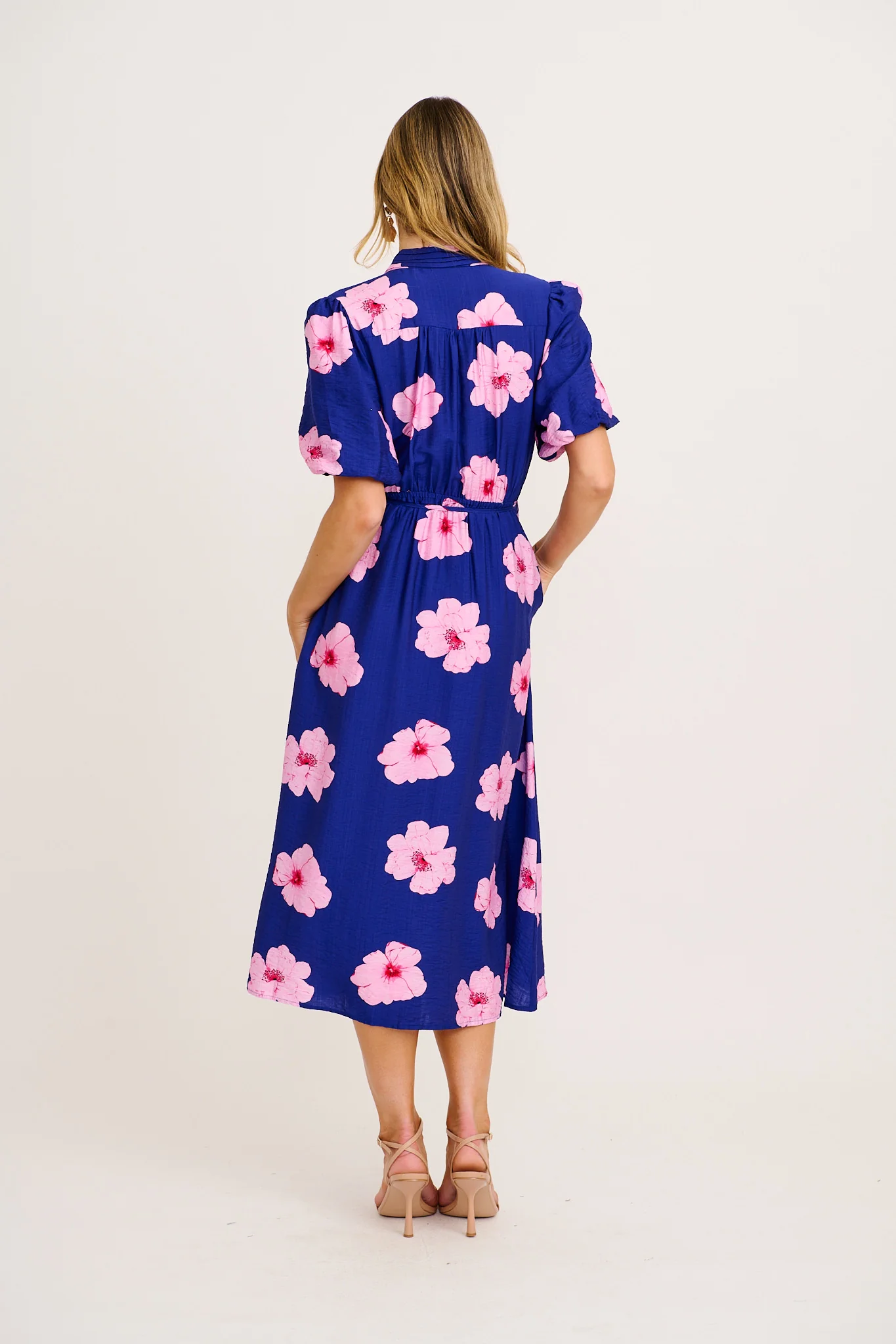 Graceful Elegance Maxi Dress in Navy with Pink Floral - Image 4