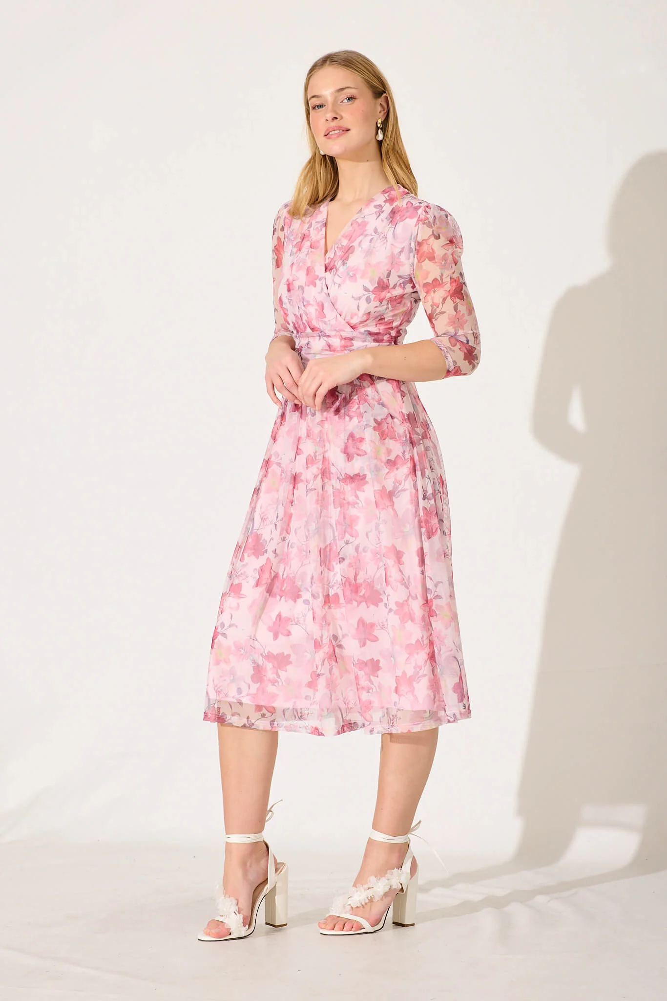 Graceland Midi Dress In Pink Floral - Image 3