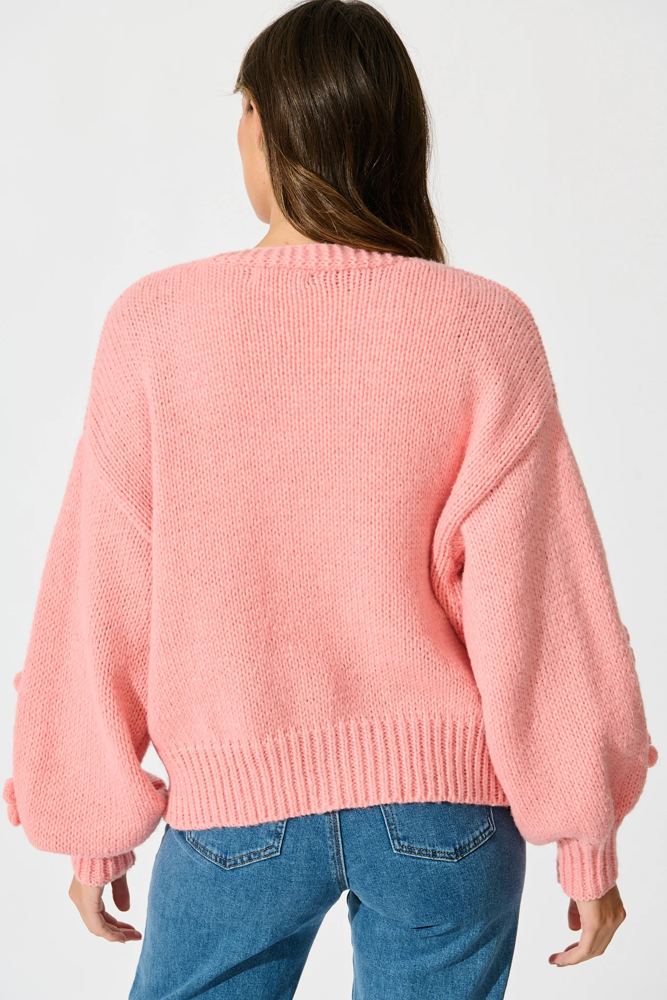 Hana Knit Cardigan in Dusty Pink Wool Blend - Image 3