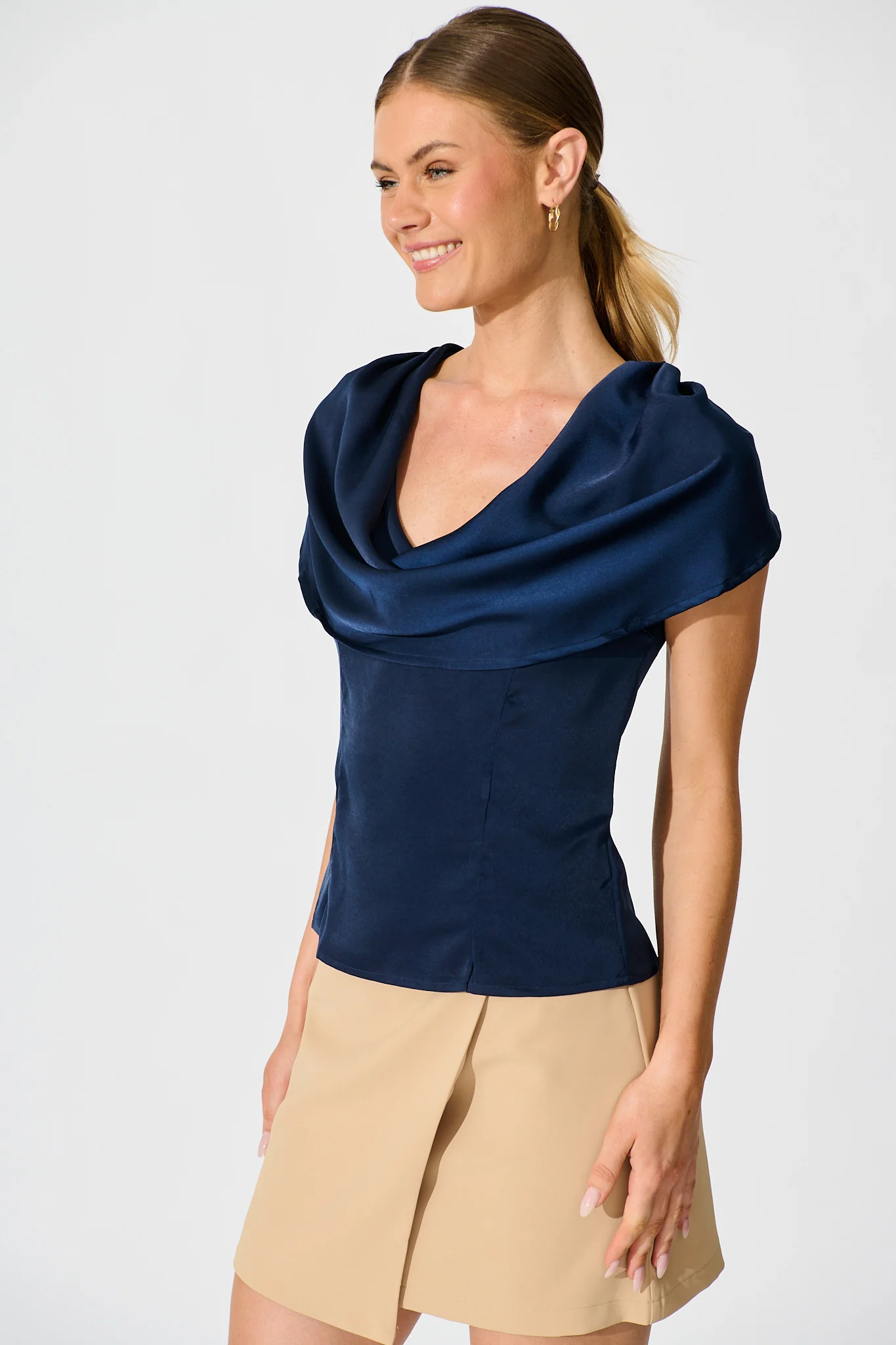 Haven Top in Navy Satin - Image 2