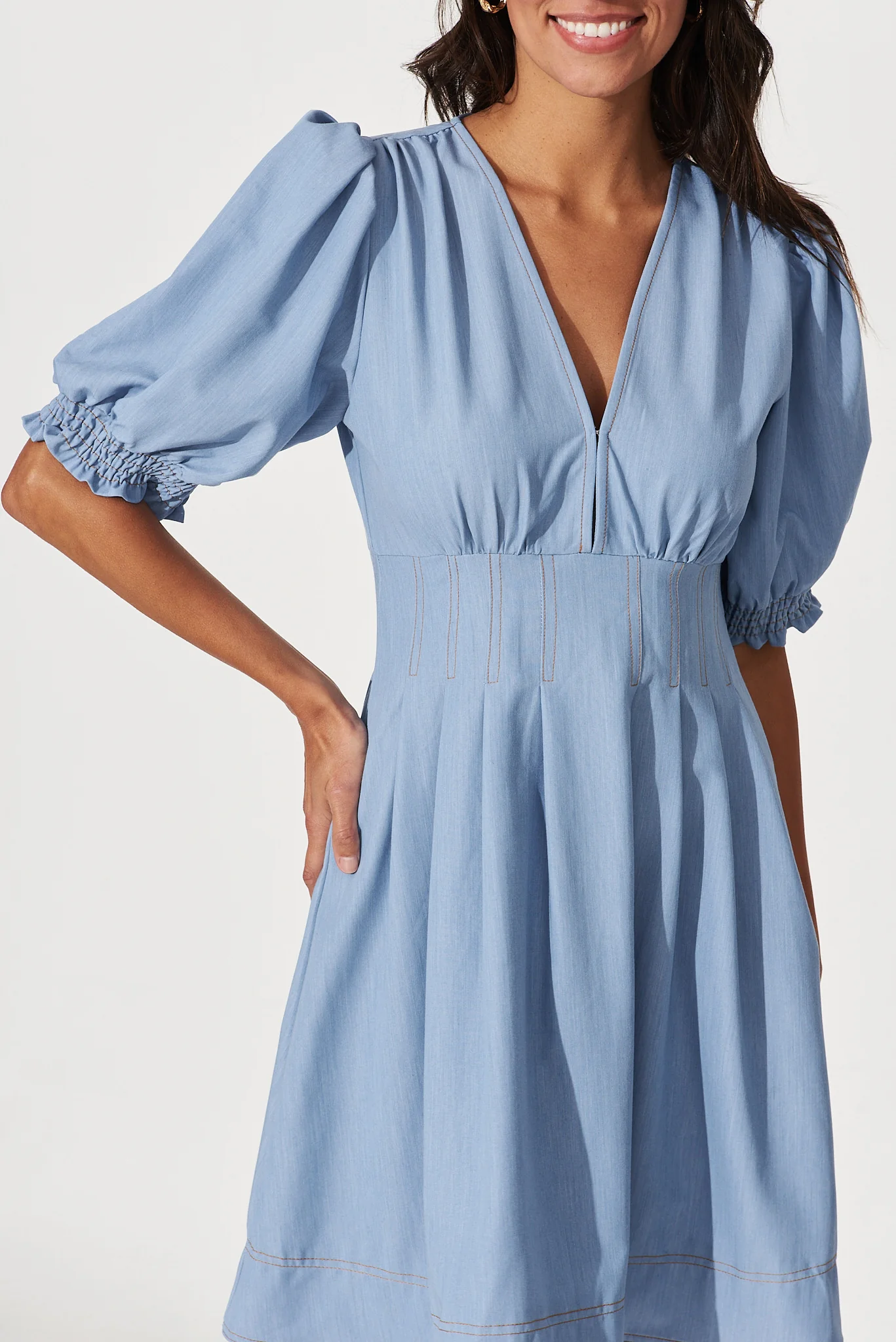 Hazel Dress In Denim Blue - Image 5