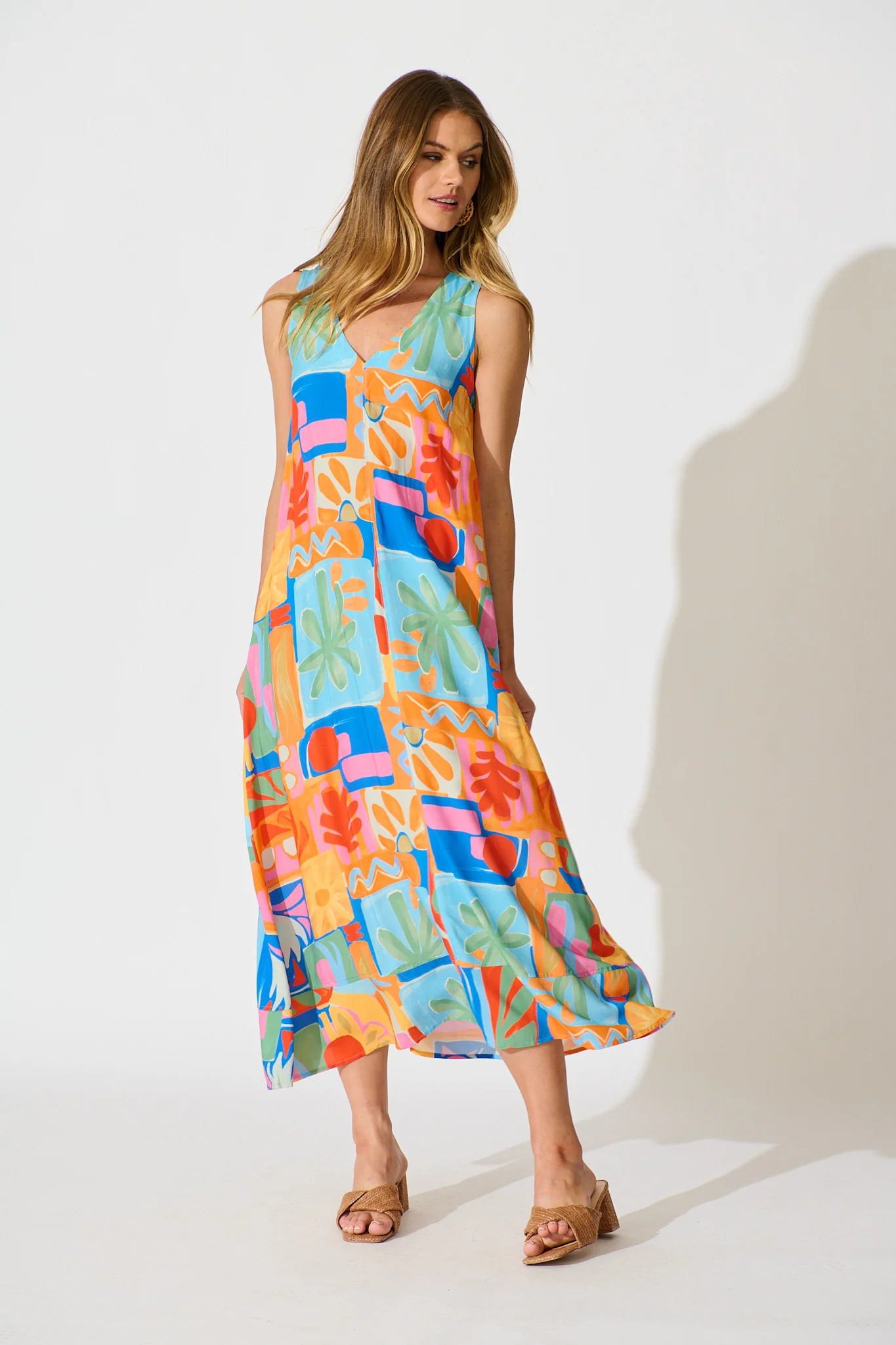 Heatwave Maxi Dress in Bright Multi Patchwork Print