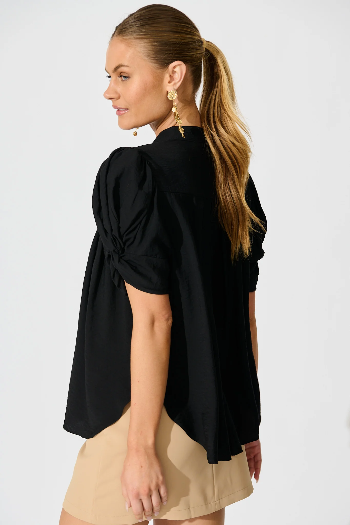 Helsi Top In Black Cotton Blend - Image 3