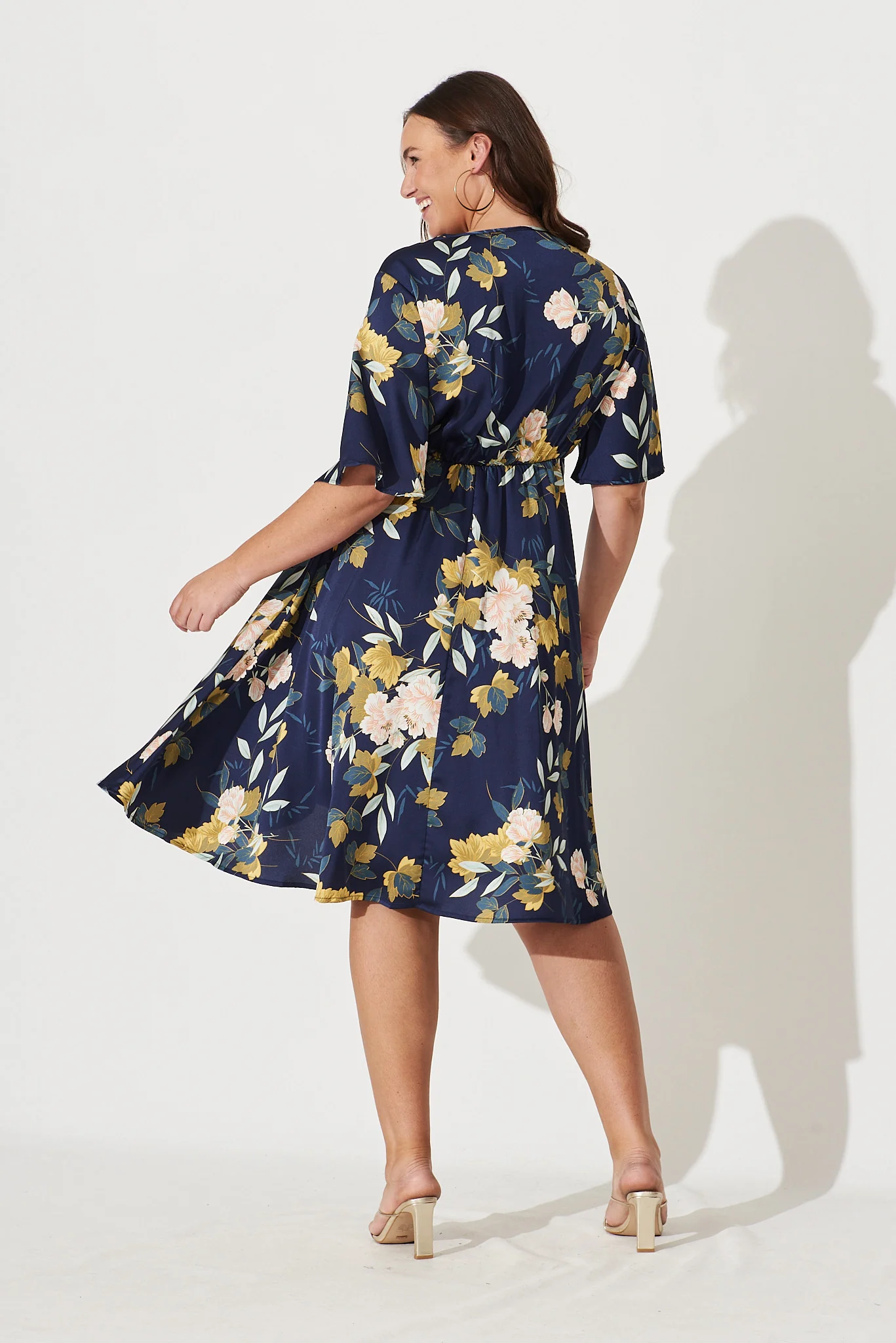 Helsinki Dress In Navy Floral Satin - Image 9