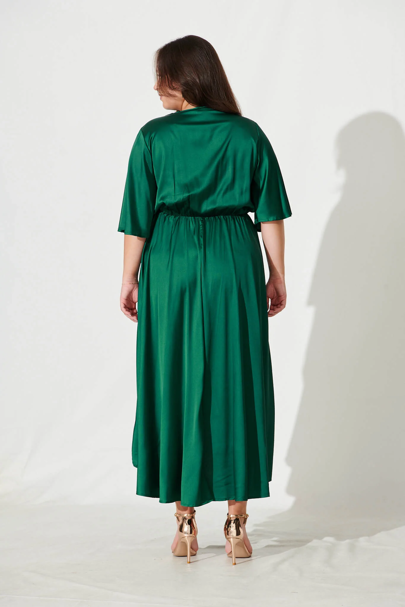 Helsinki Maxi Dress In Emerald Green Satin - Image 9