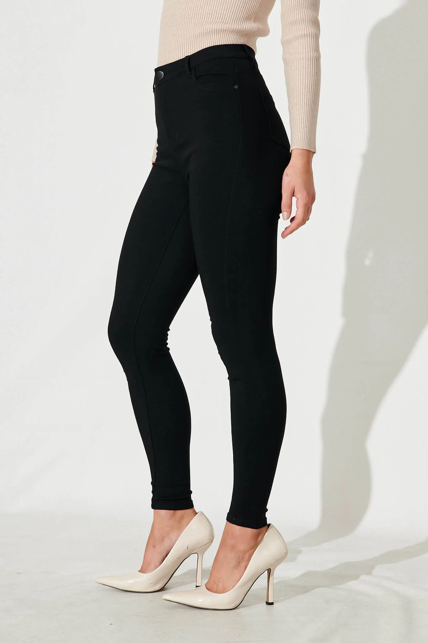 Holmes Stretch Skinny Pants In Black Cotton Blend - Image 2