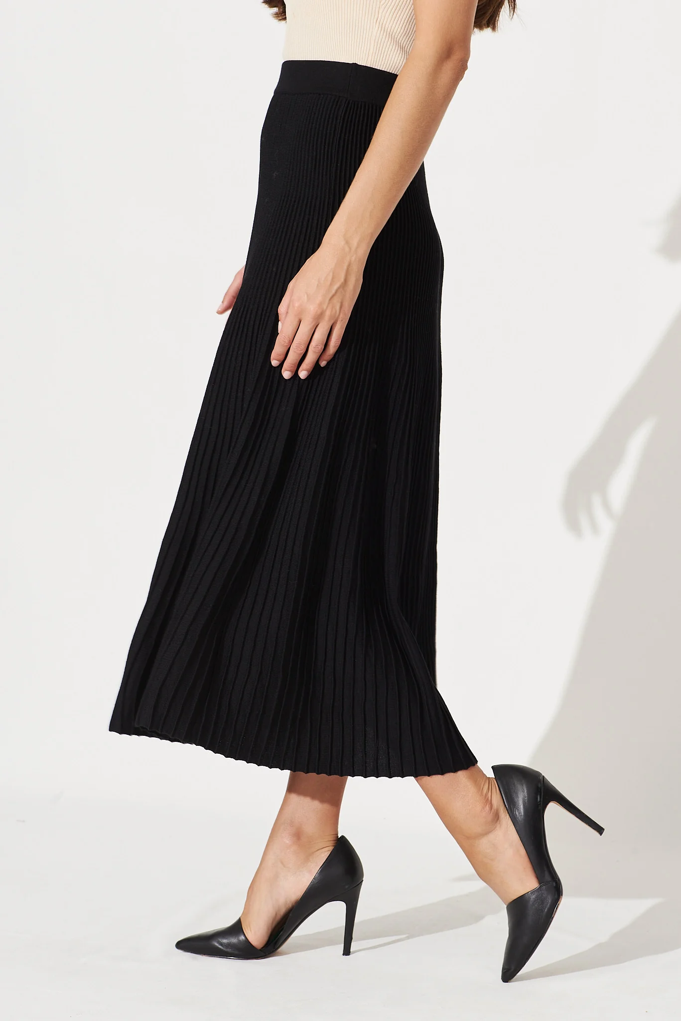 Honeycup Knit Skirt In Black Cotton Blend - Image 4