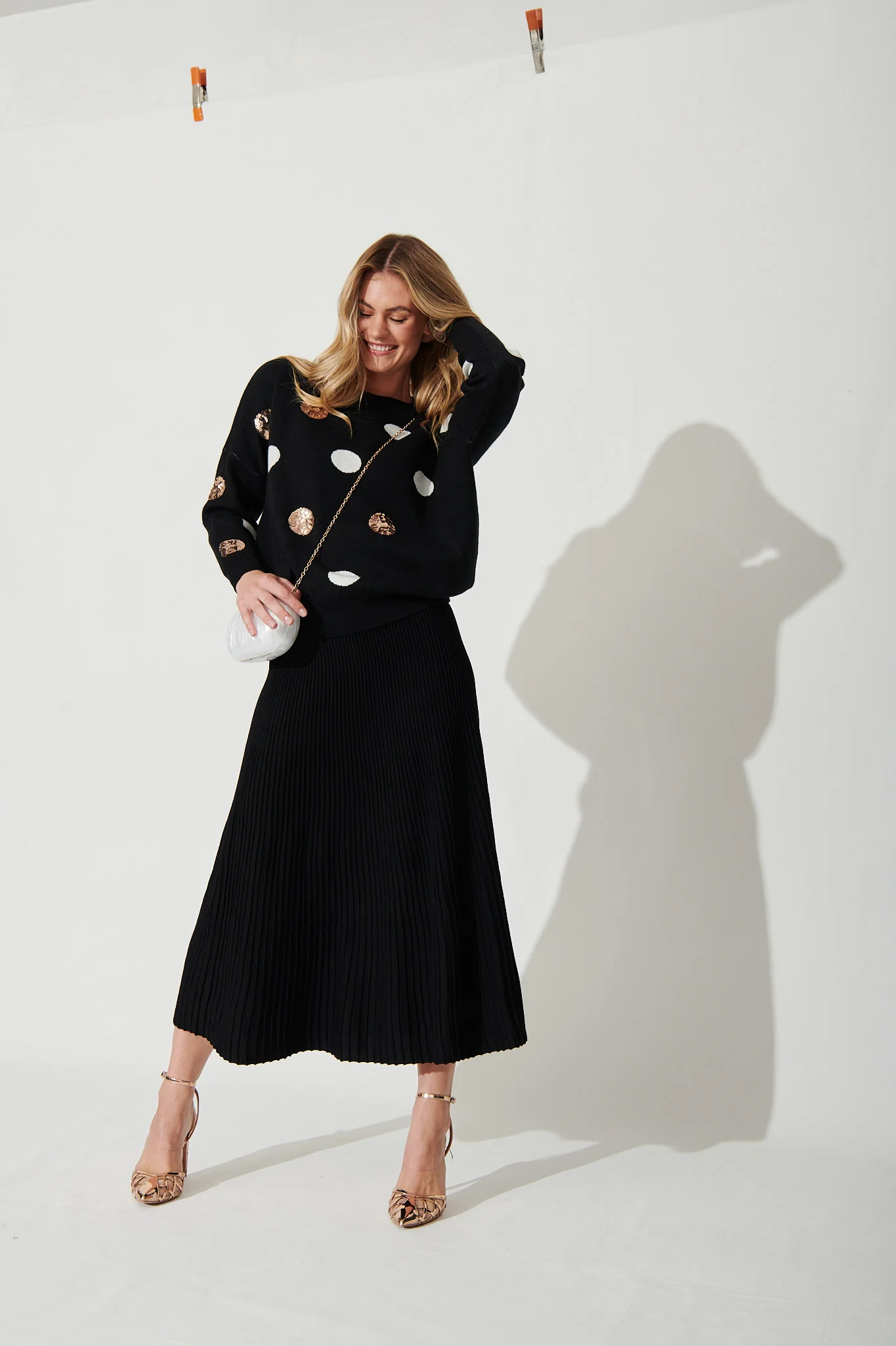 Honeycup Knit Skirt In Black Cotton Blend - Image 7
