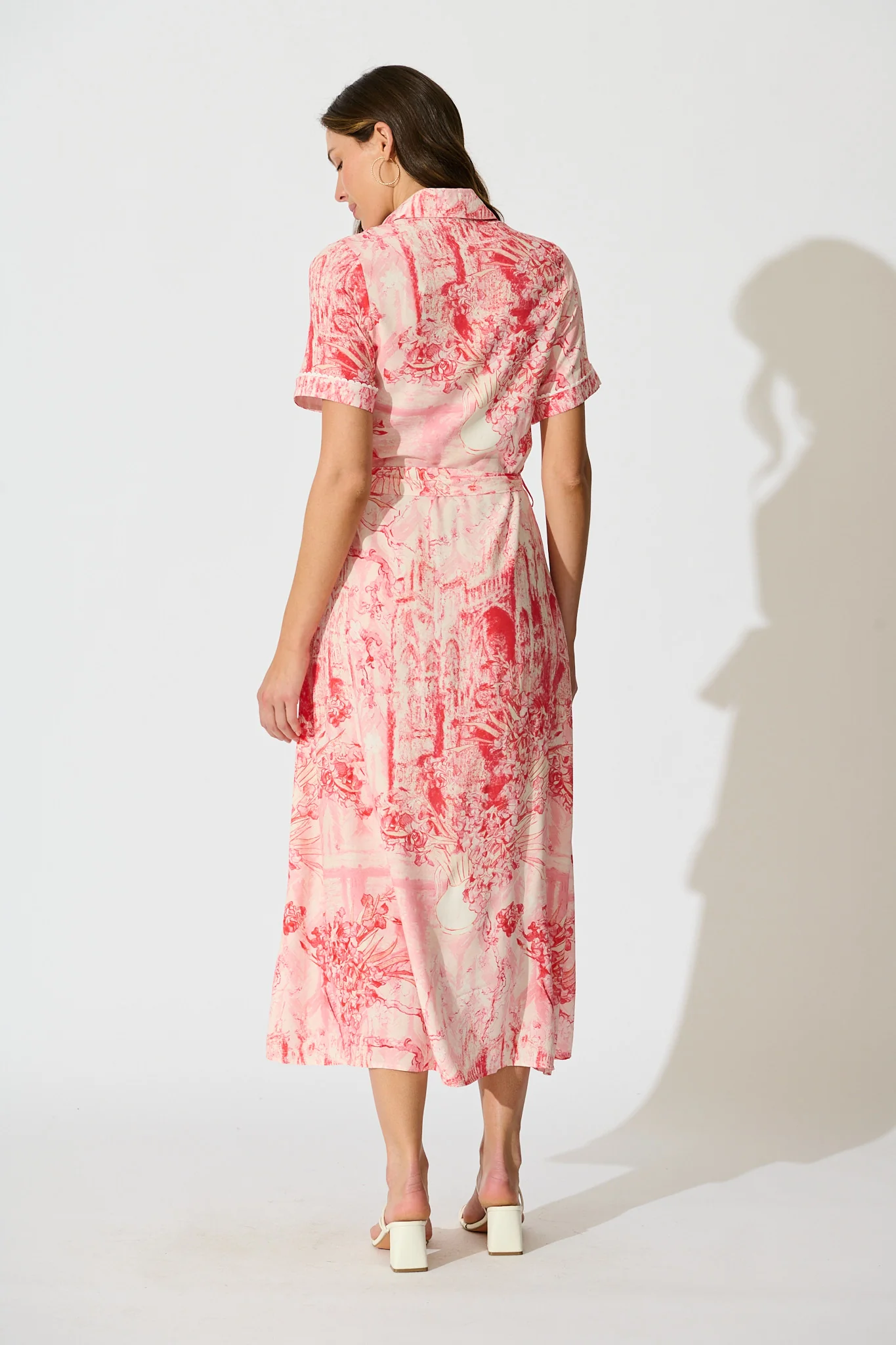 Hope Maxi Shirt Dress in Multi Pink Print - Image 4