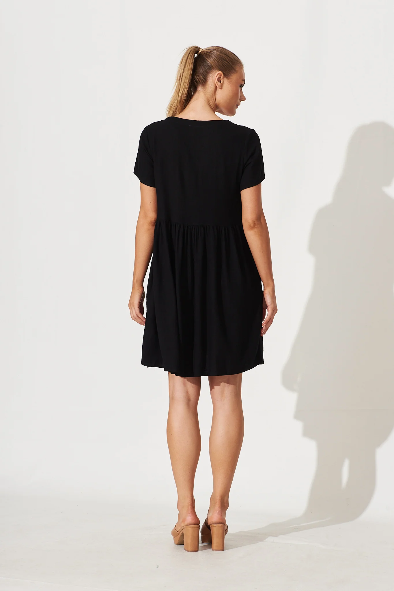 Horizon Smock Dress In Black Linen Blend - Image 4