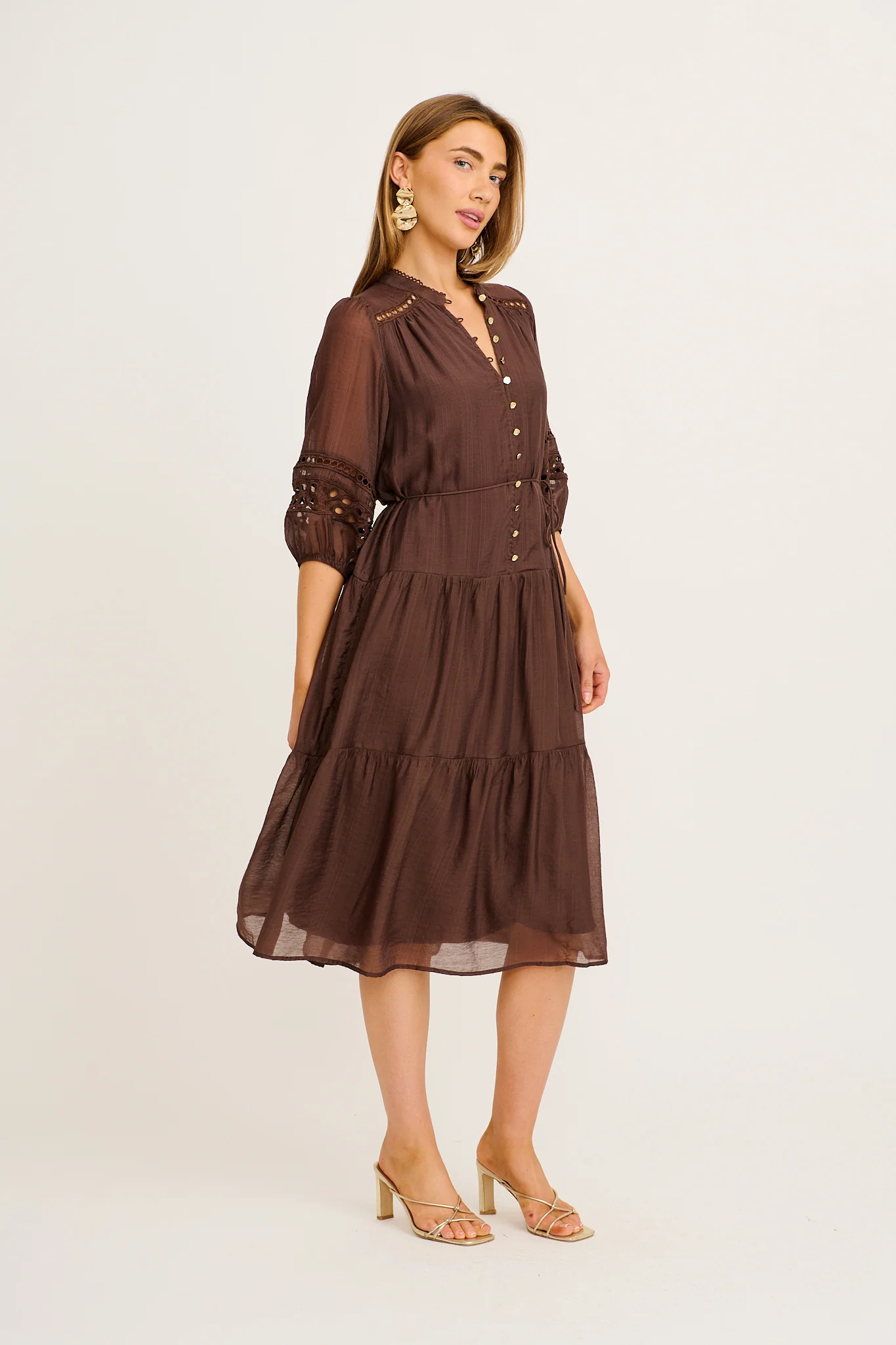 Hyacinth Midi Dress in Chocolate - Image 8