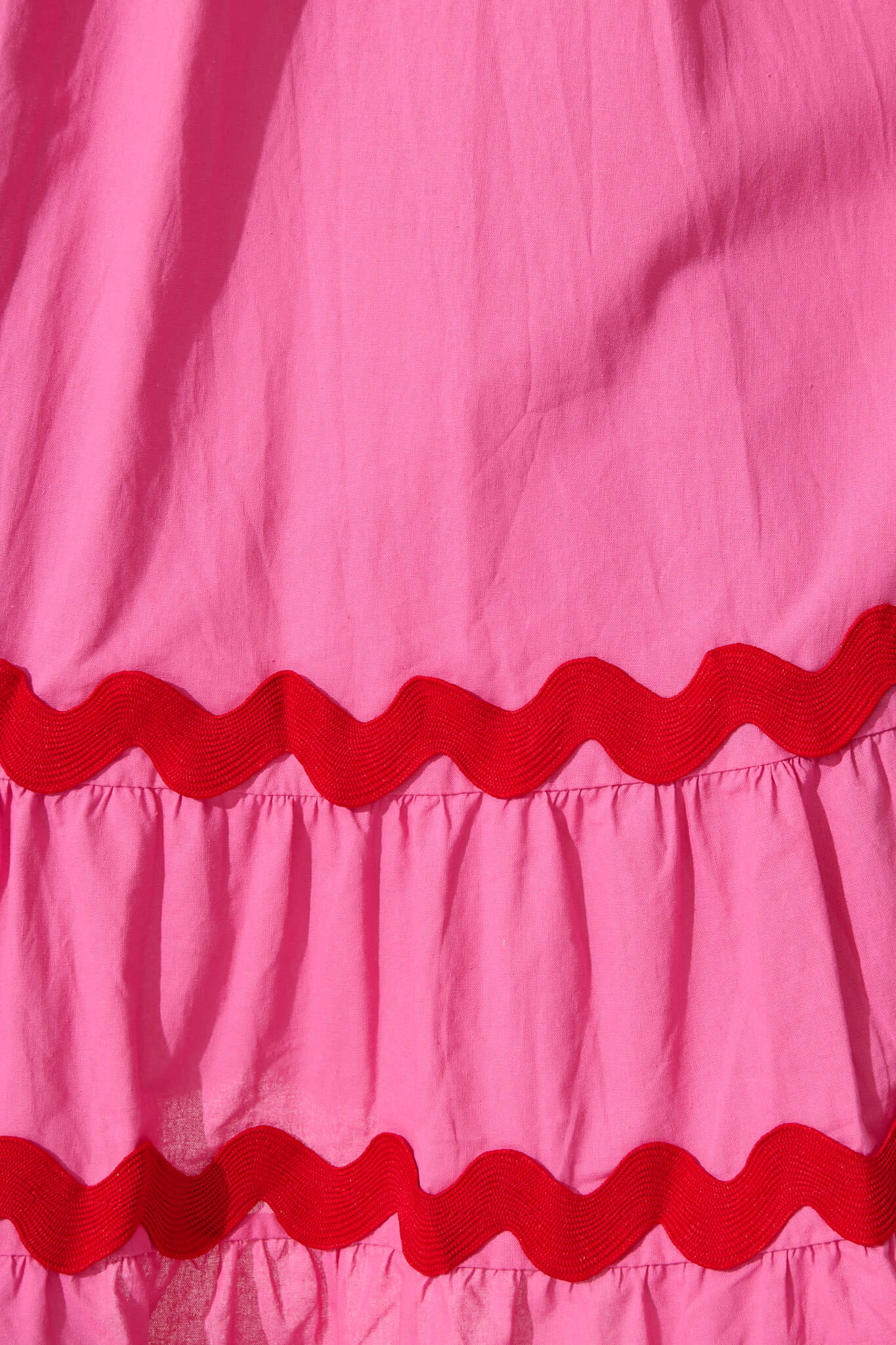 Idol Midi Sundress In Pink With Red Ric Rac Trim Cotton - Image 6