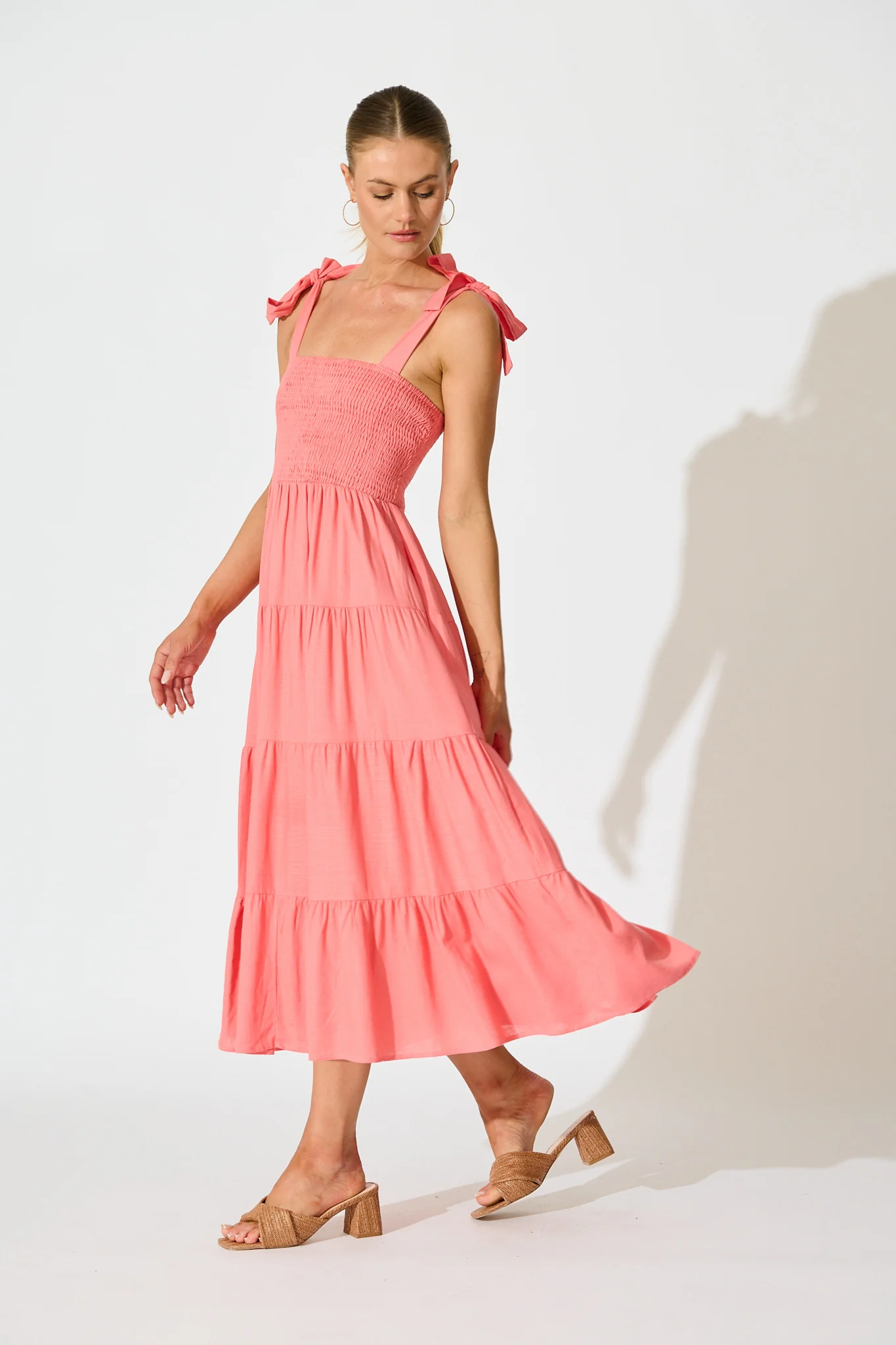 Imali Maxi Sundress in Pink Linen Blend - Image 3
