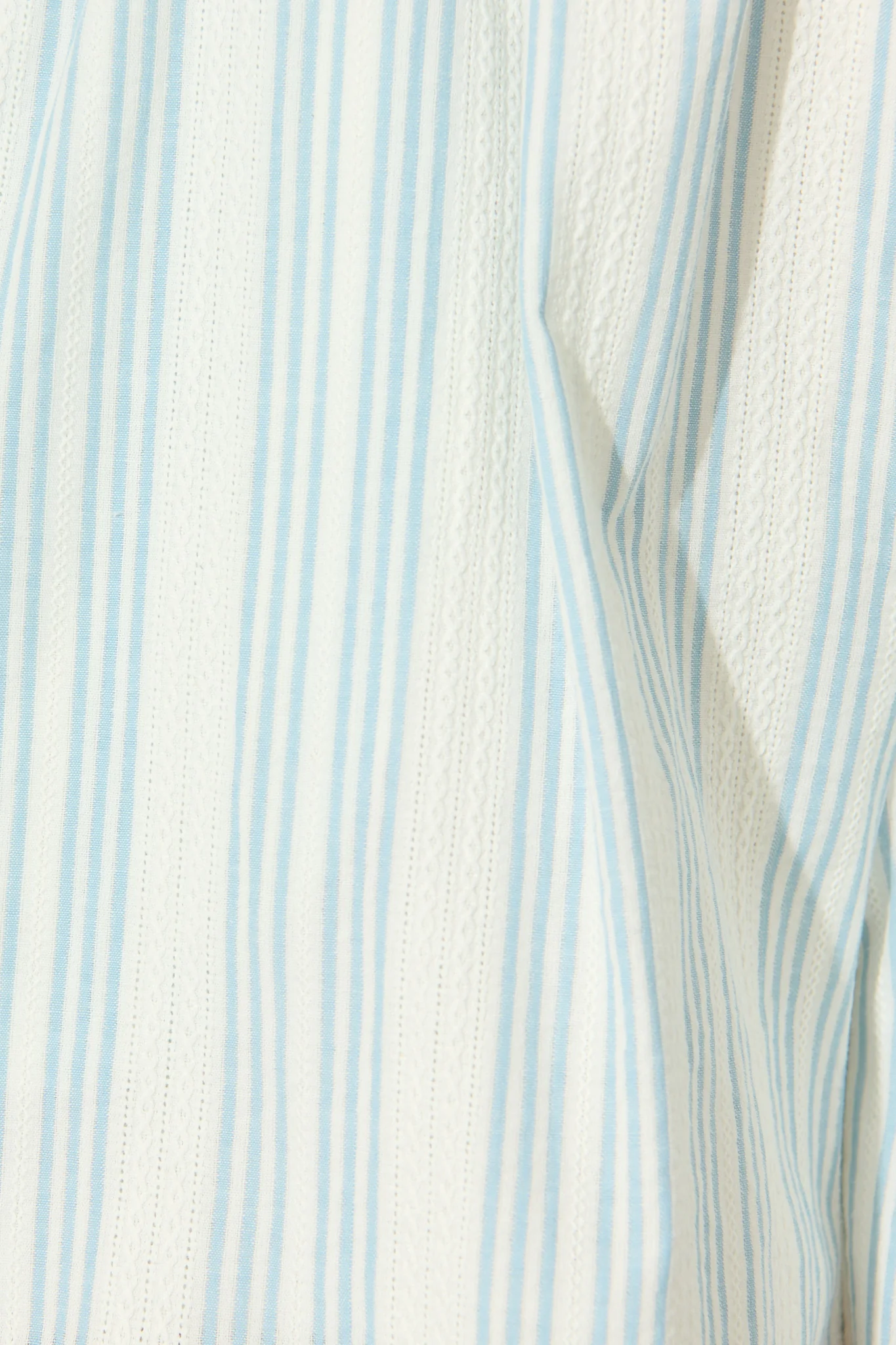 Inez Playsuit in White with Light Blue Stripe Cotton Blend - Image 6