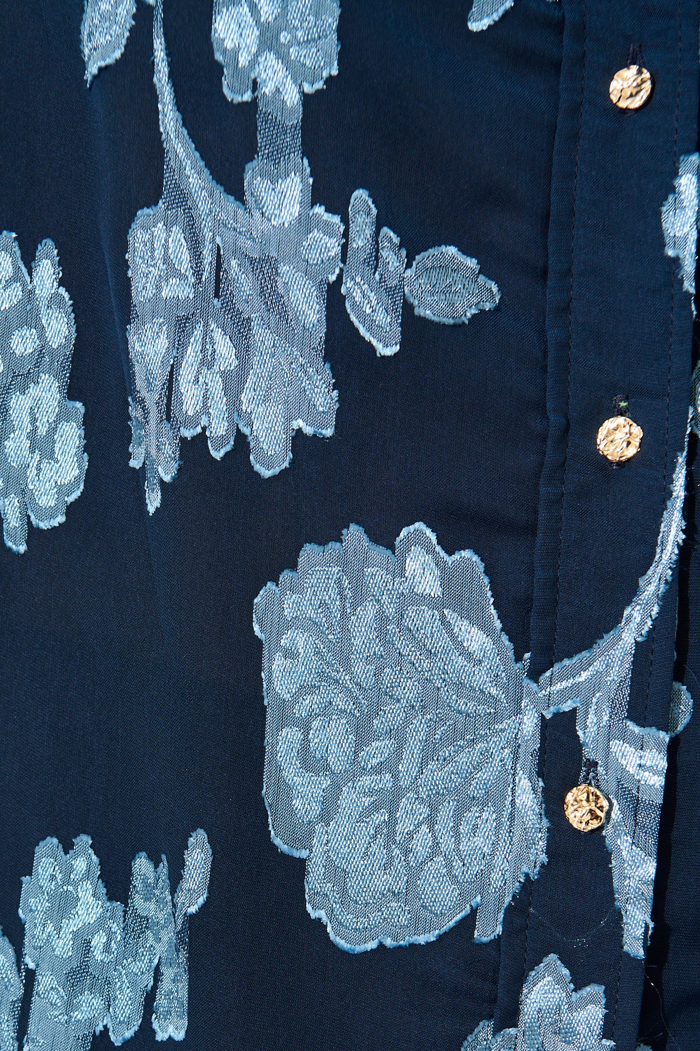 Irene Shirt in Navy with Blue Floral Burnout Chiffon - Image 6