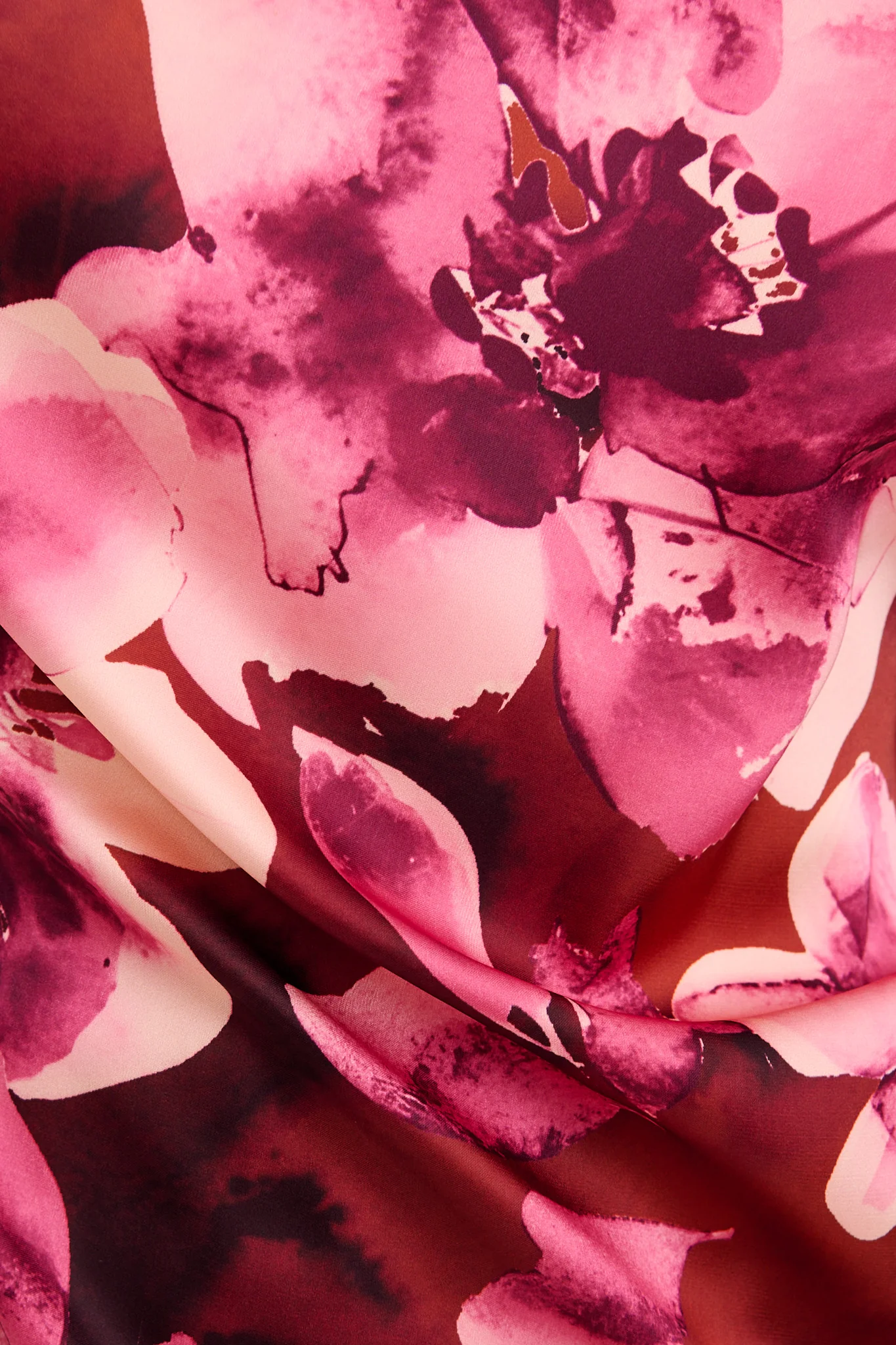 Island Aura Off Shoulder Top in Wine with Blush Floral Satin - Image 11