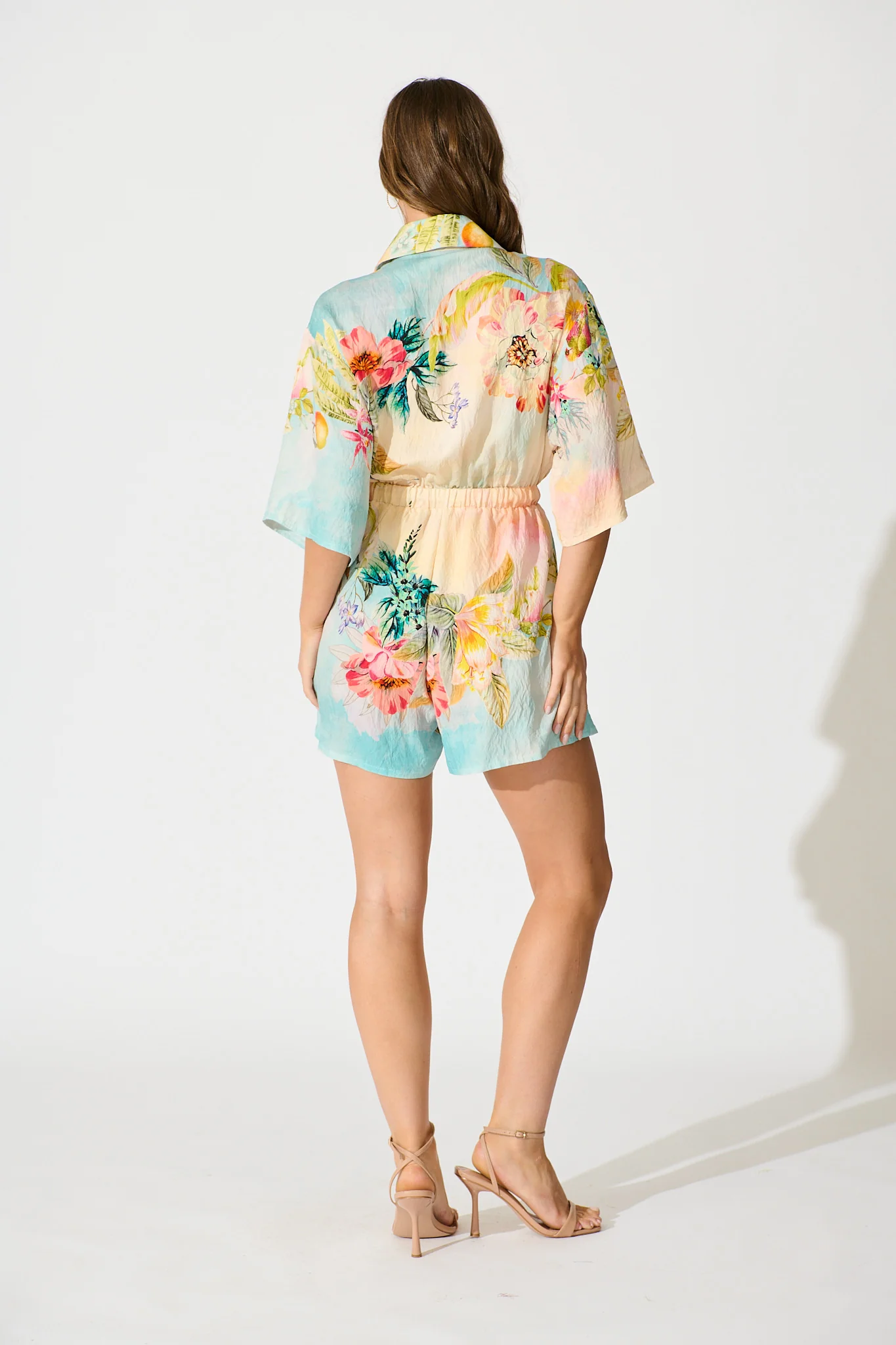 Island Dreamscape Playsuit in Multi Tropical Floral Print - Image 7