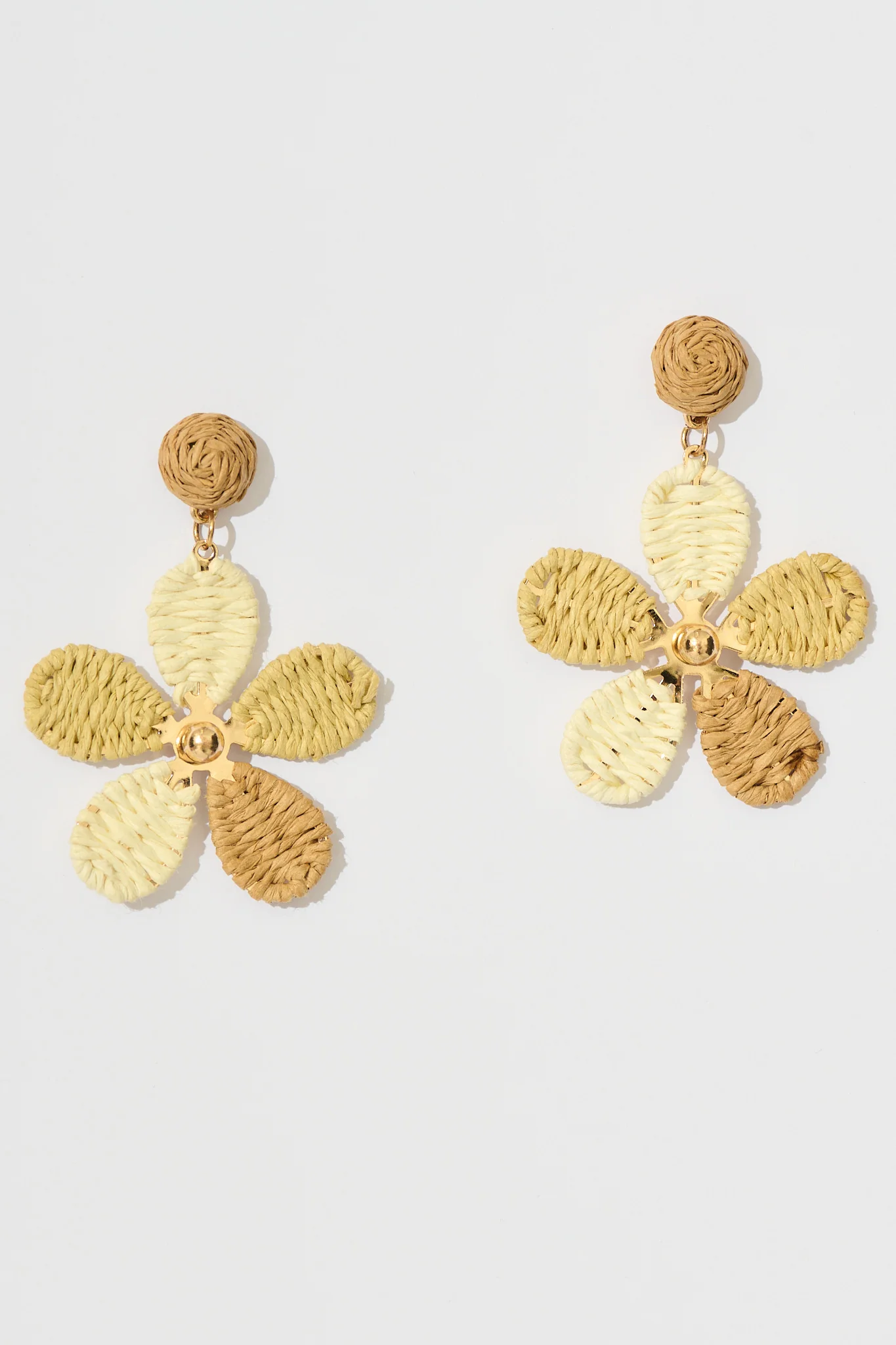 Isolde Drop Earrings in Multi Brown Raffia - Image 3