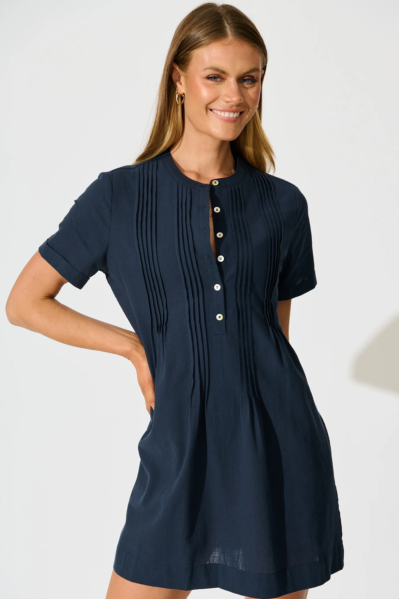 Ivory Fields Smock Dress in Navy Cotton - Image 2