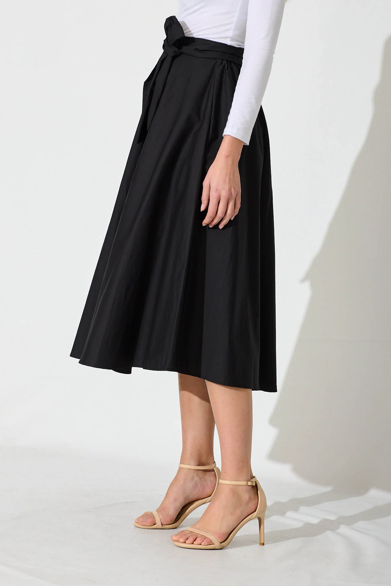 Ivy Midi Skirt In Black Cotton - Image 2