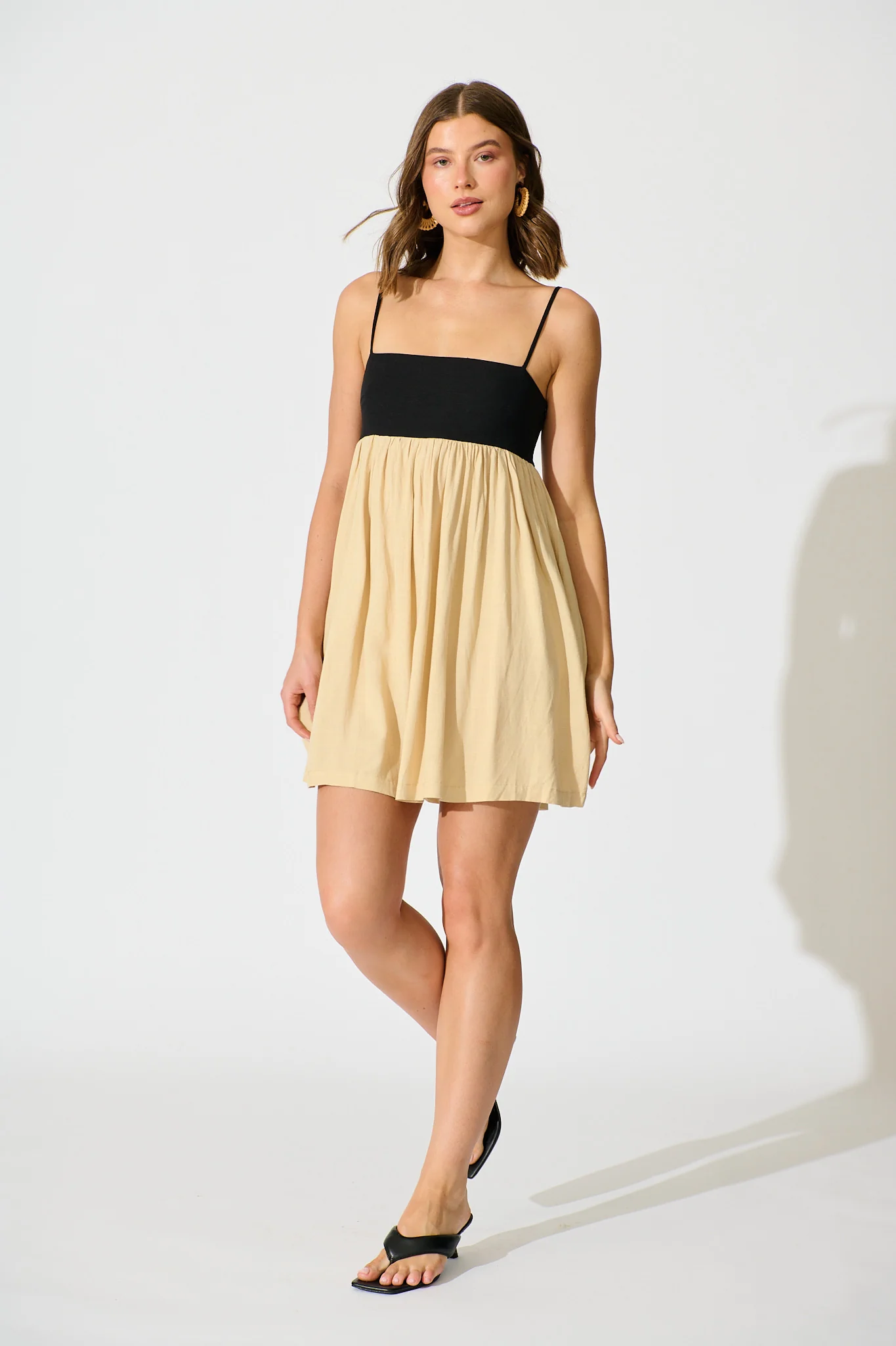 Janiya Sundress in Black and Beige