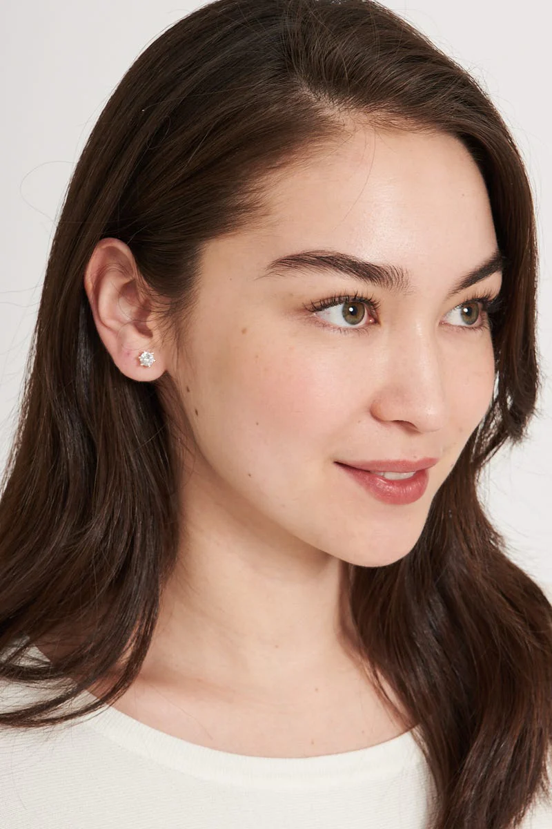 Jasmine Stud Diamante Earrings In Gold - Image 7
