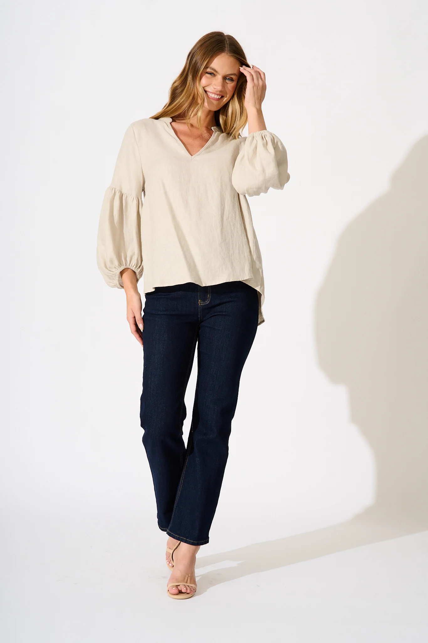 Jasper Top in Beige Linen - Image 4