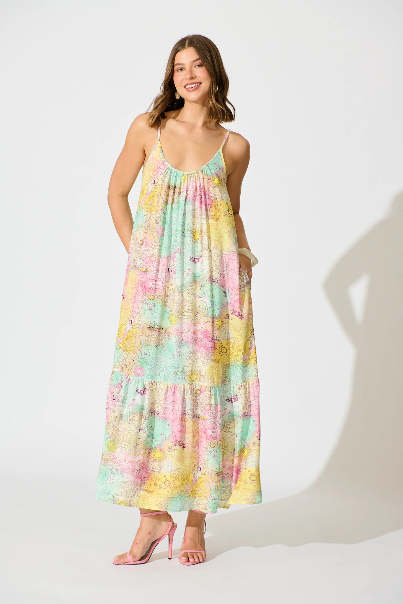 Jayne Maxi Sundress in Multi Patchwork Floral