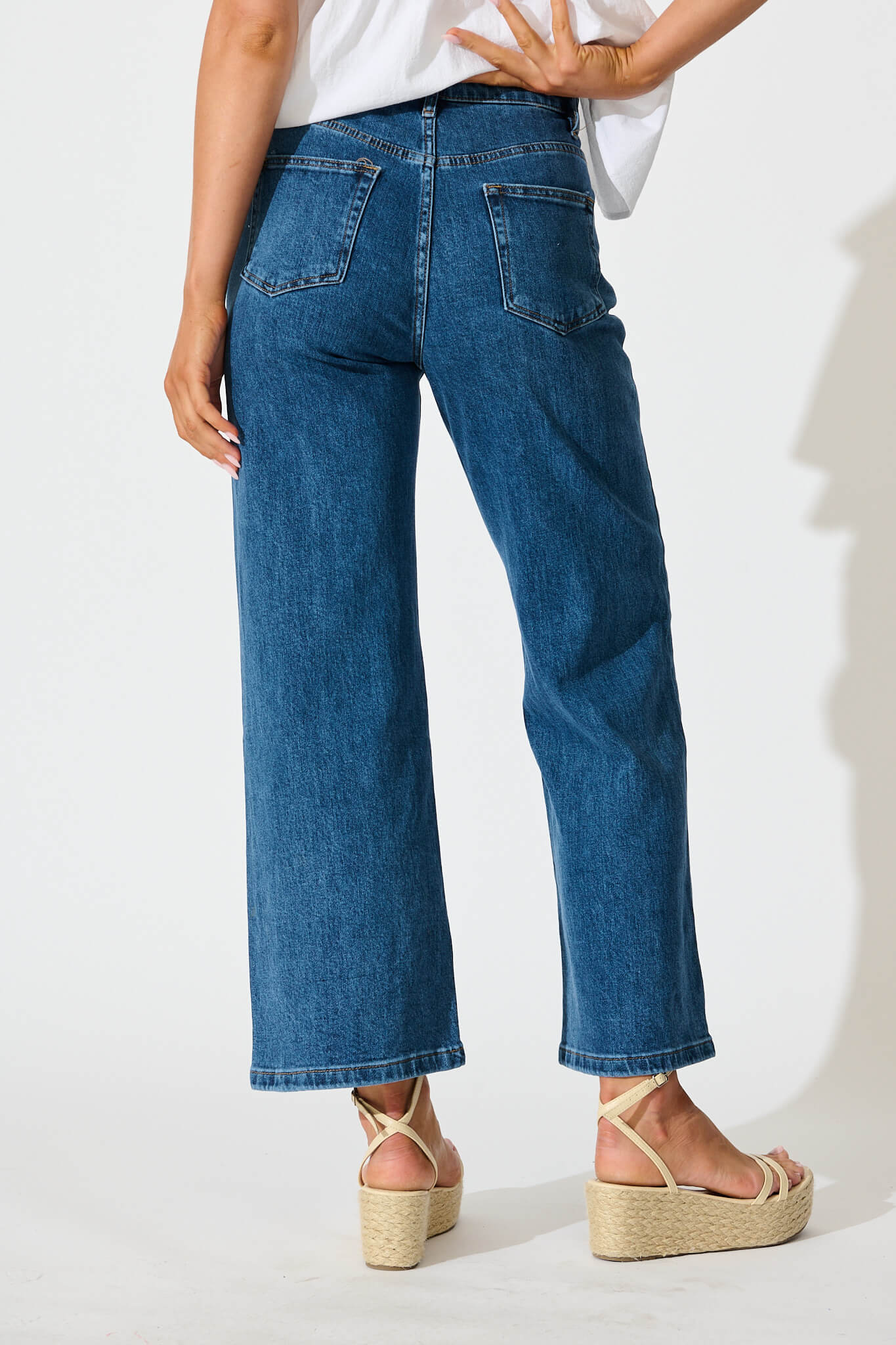 Jency Mid Rise Wide Leg Jean in Dark Blue Denim - Image 6