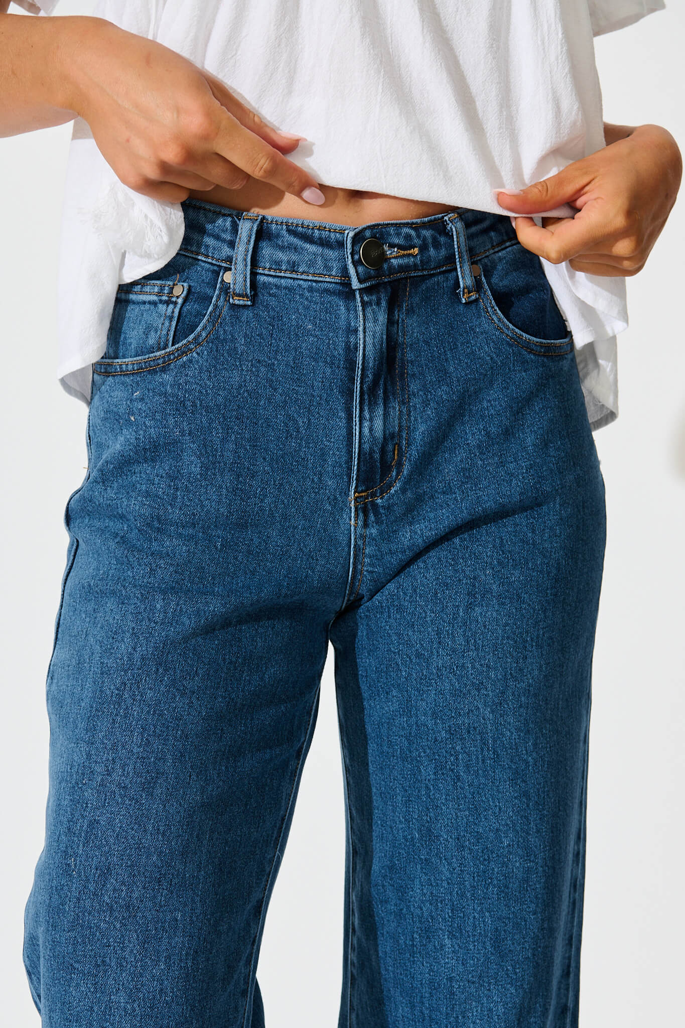 Jency Mid Rise Wide Leg Jean in Dark Blue Denim - Image 8