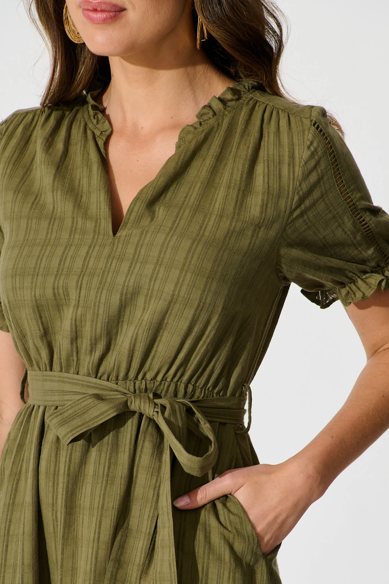 Jessalyn Dress In Khaki Cotton - Image 5
