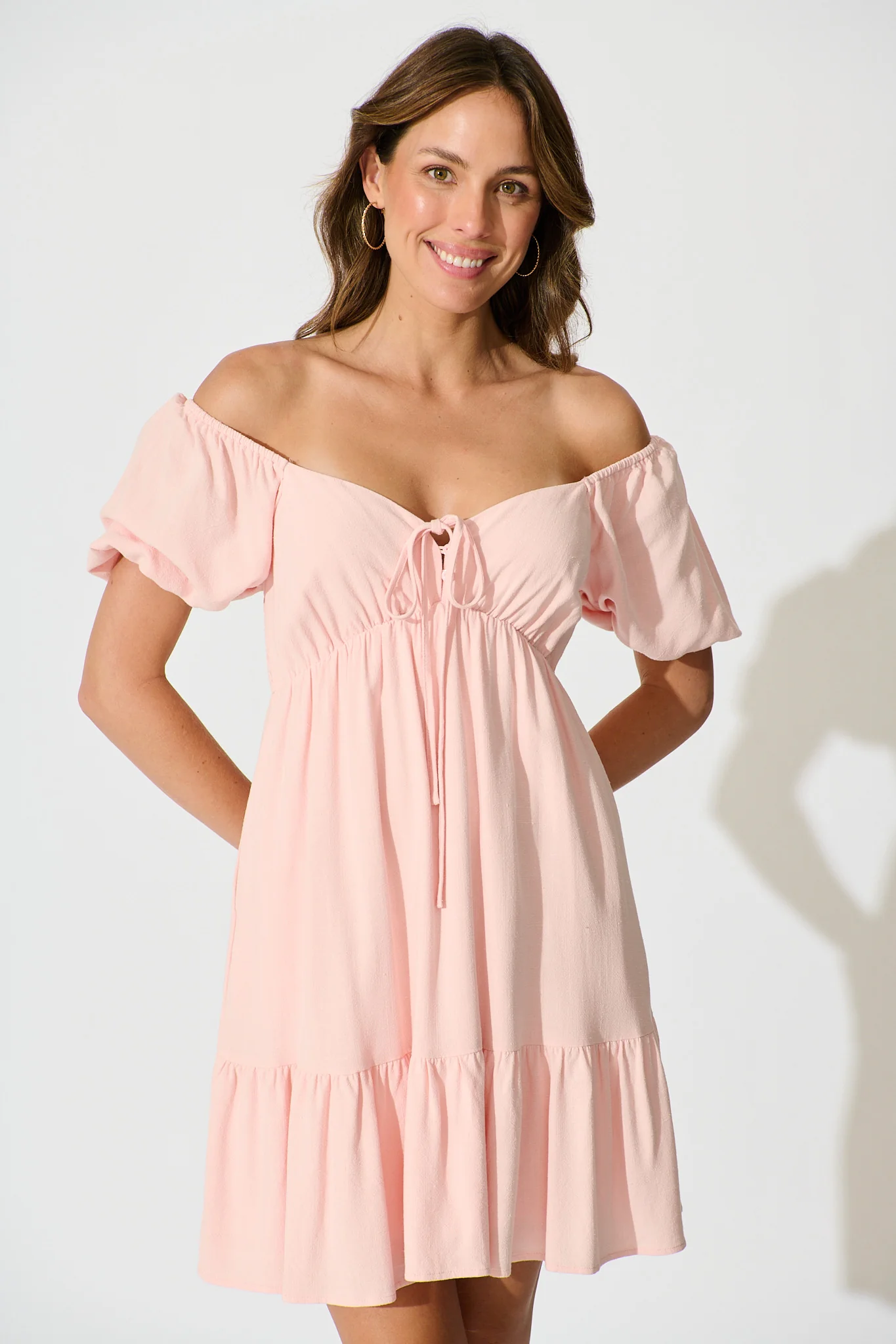 Joy Dress In Pastel Pink Linen Blend - Image 2