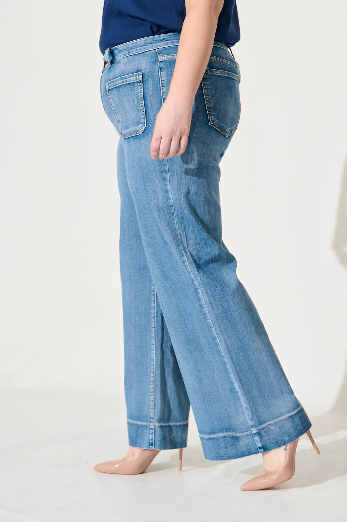 Juan High Rise Wide Leg Jean In Mid Blue Denim - Image 9