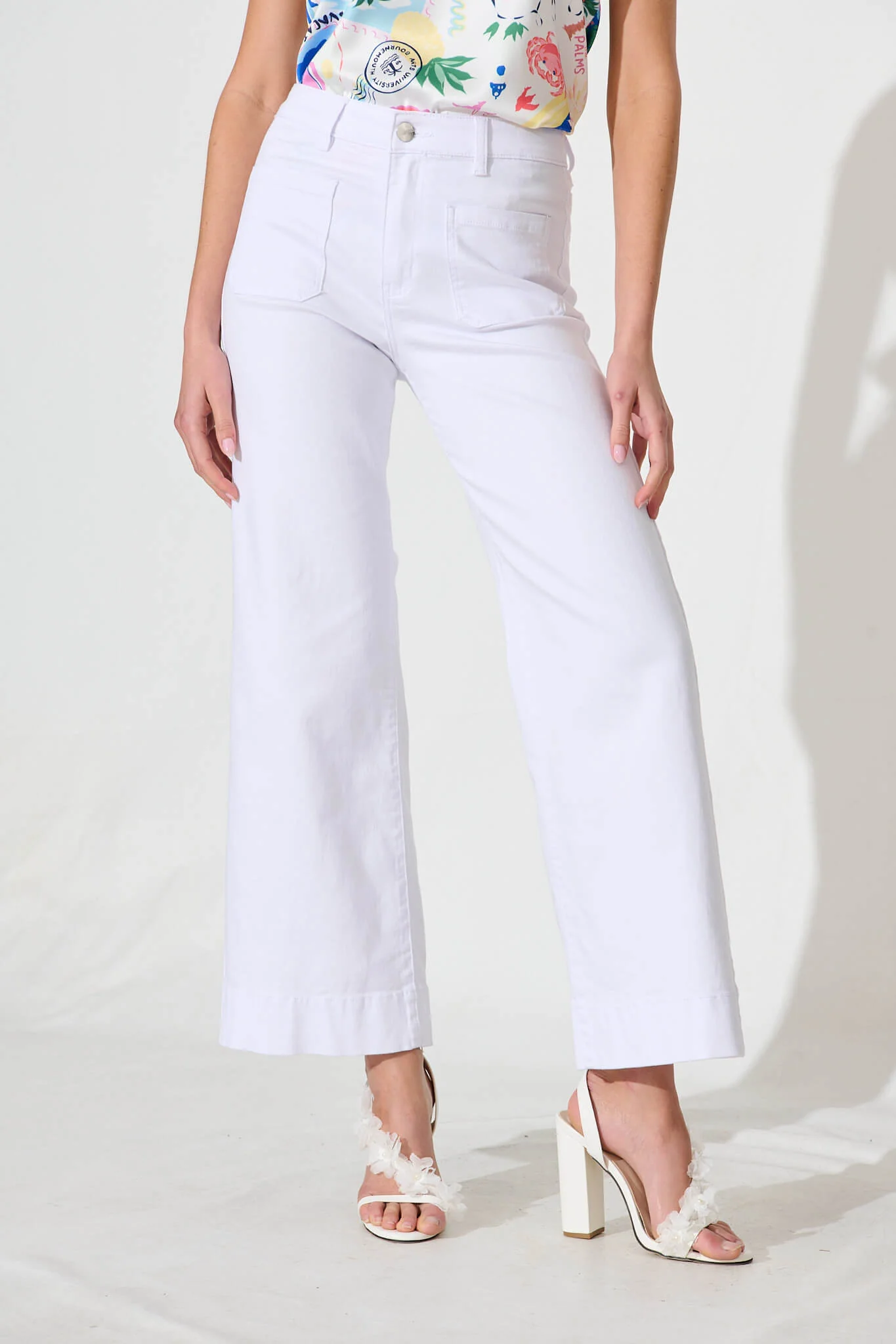 Juan High Rise Wide Leg Jean In Optic White Denim - Image 2