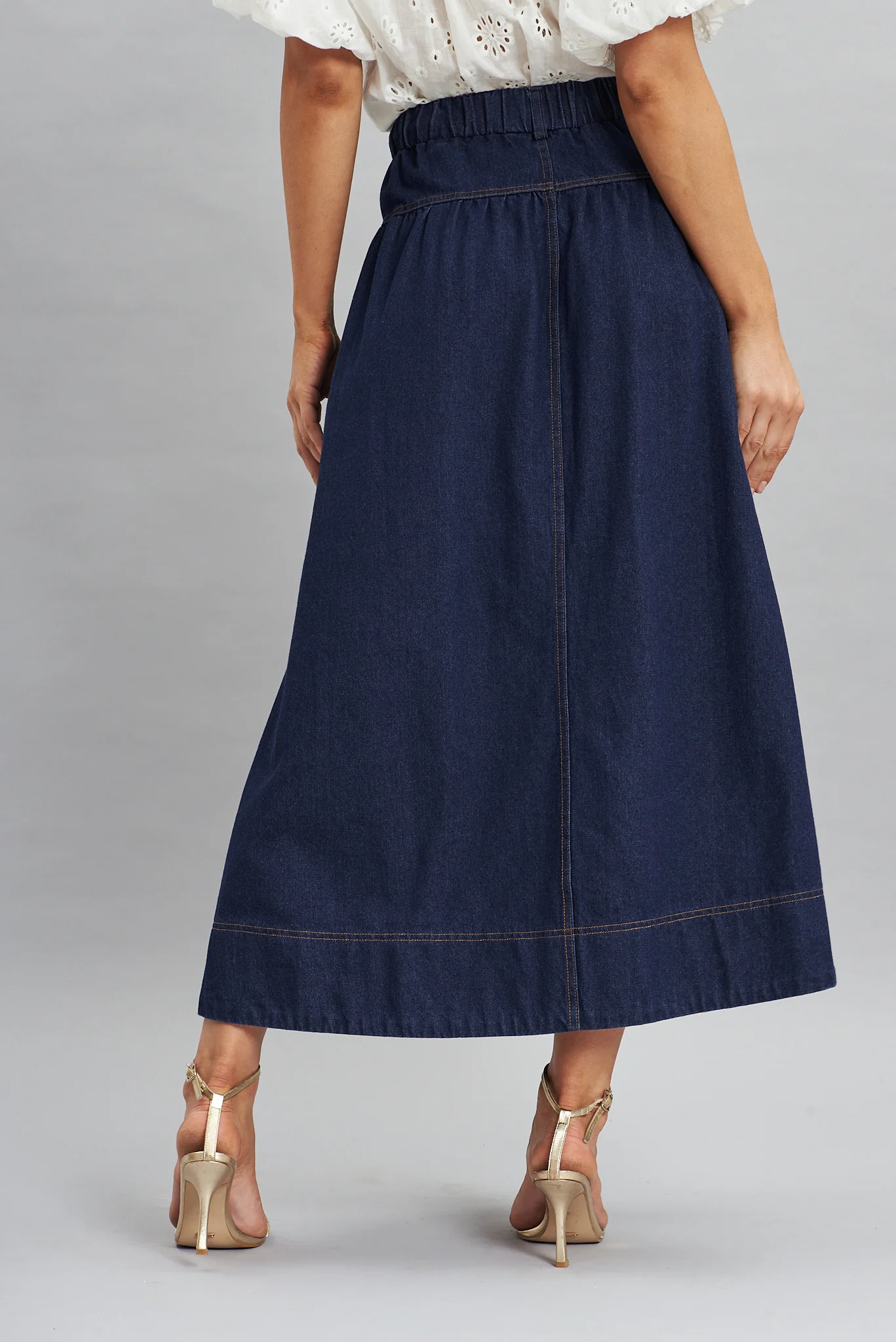 Judith Maxi Denim Skirt In Dark Blue - Image 4