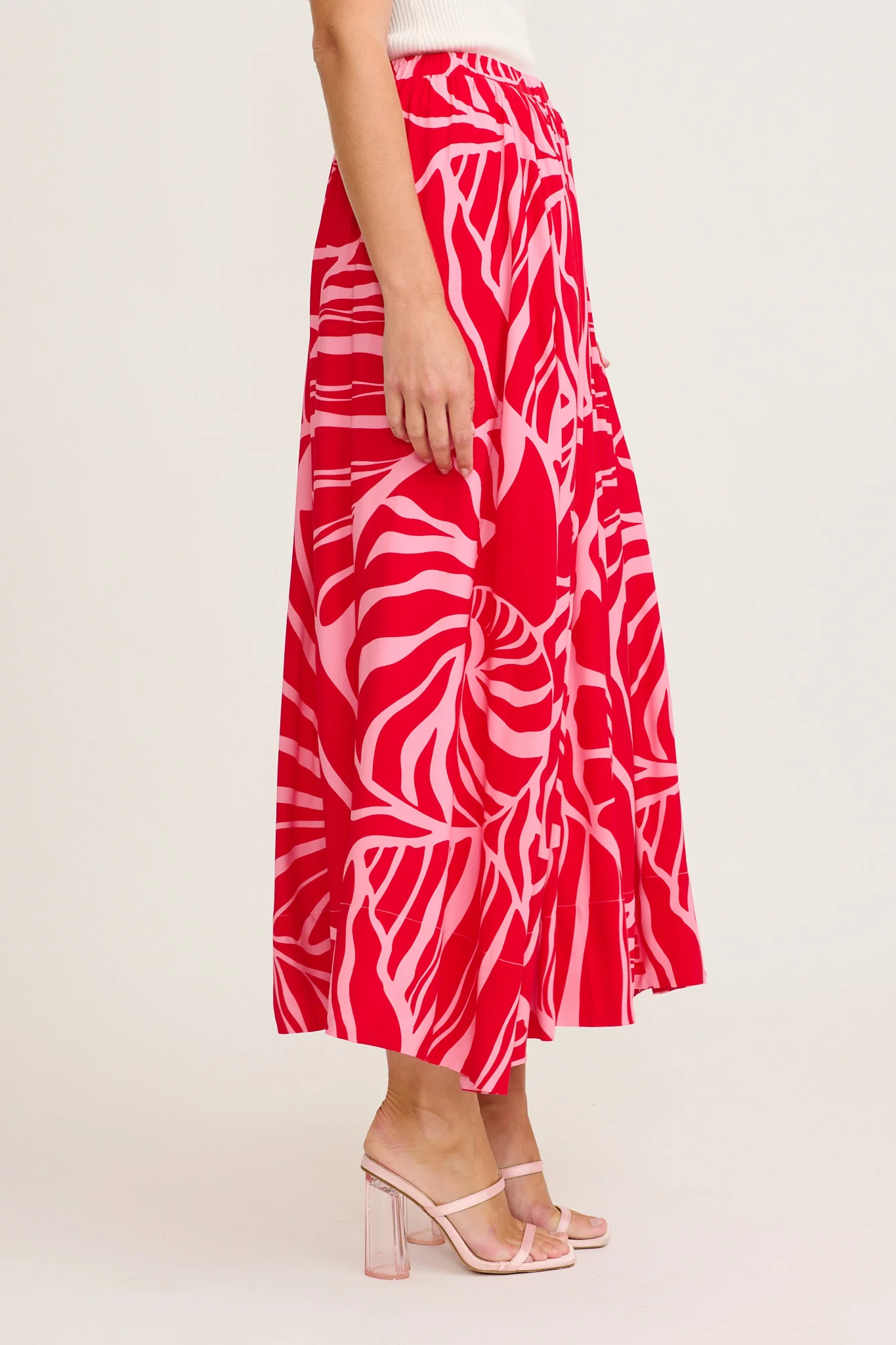 Julianna Maxi Skirt in Red with Pink Print - Image 6
