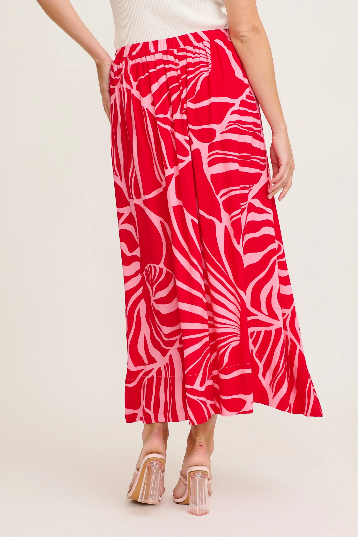 Julianna Maxi Skirt in Red with Pink Print - Image 7