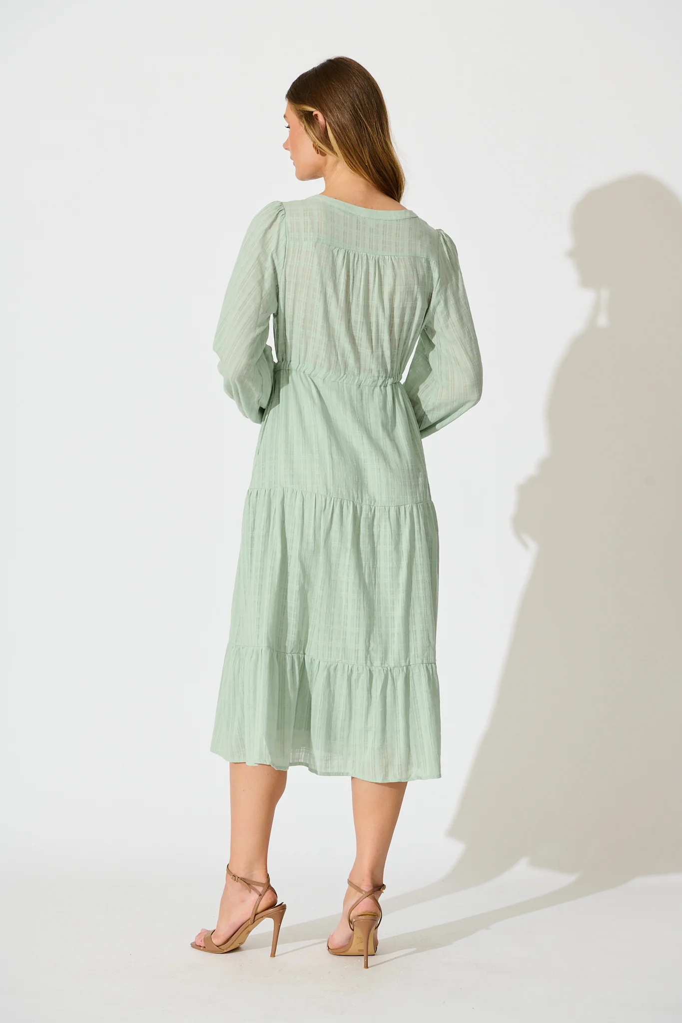 Kalami Midi Dress in Sage Cotton - Image 4