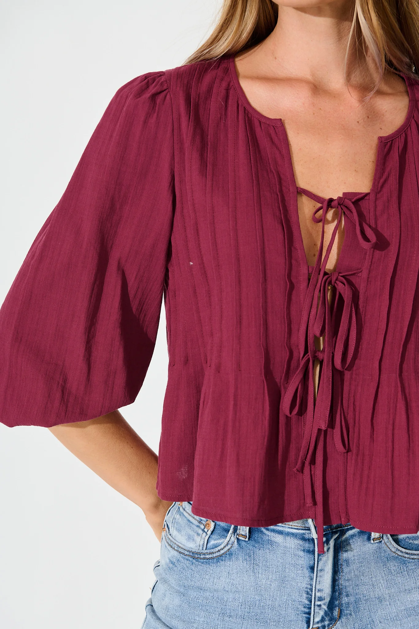 Kalina Top in Wine Cotton - Image 5