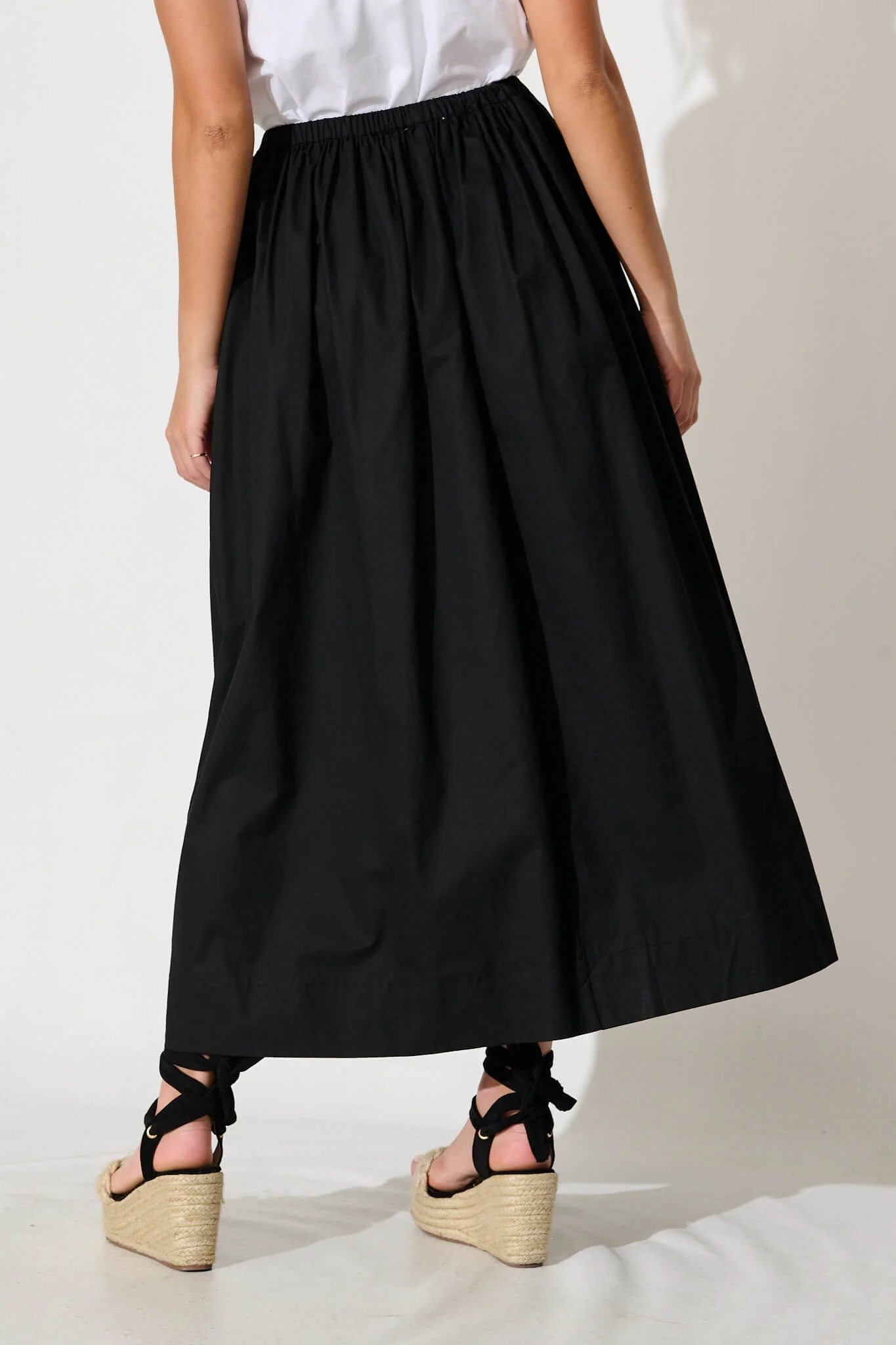 Keeney Maxi Skirt in Black Cotton - Image 3