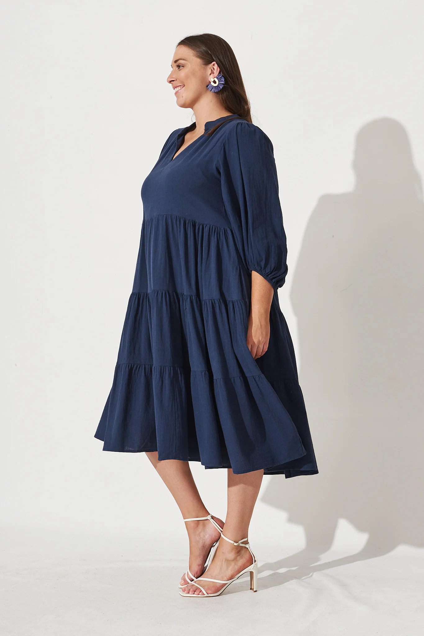 Kehlana Tiered Smock Dress In Navy - Image 8