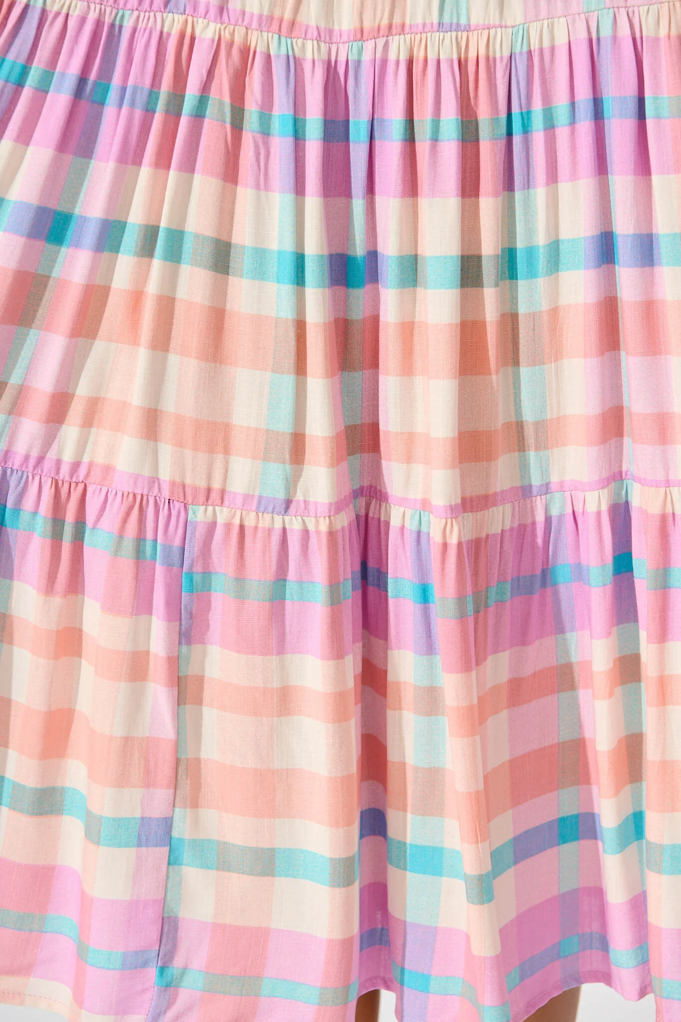 Kehlana Tiered Smock Dress In Pink Check - Image 7