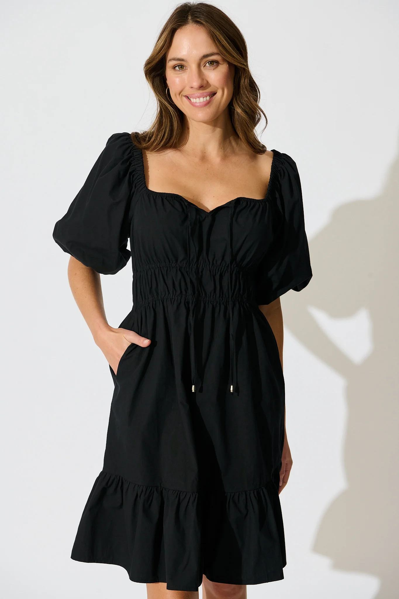 Kierah Dress in Black Cotton - Image 2