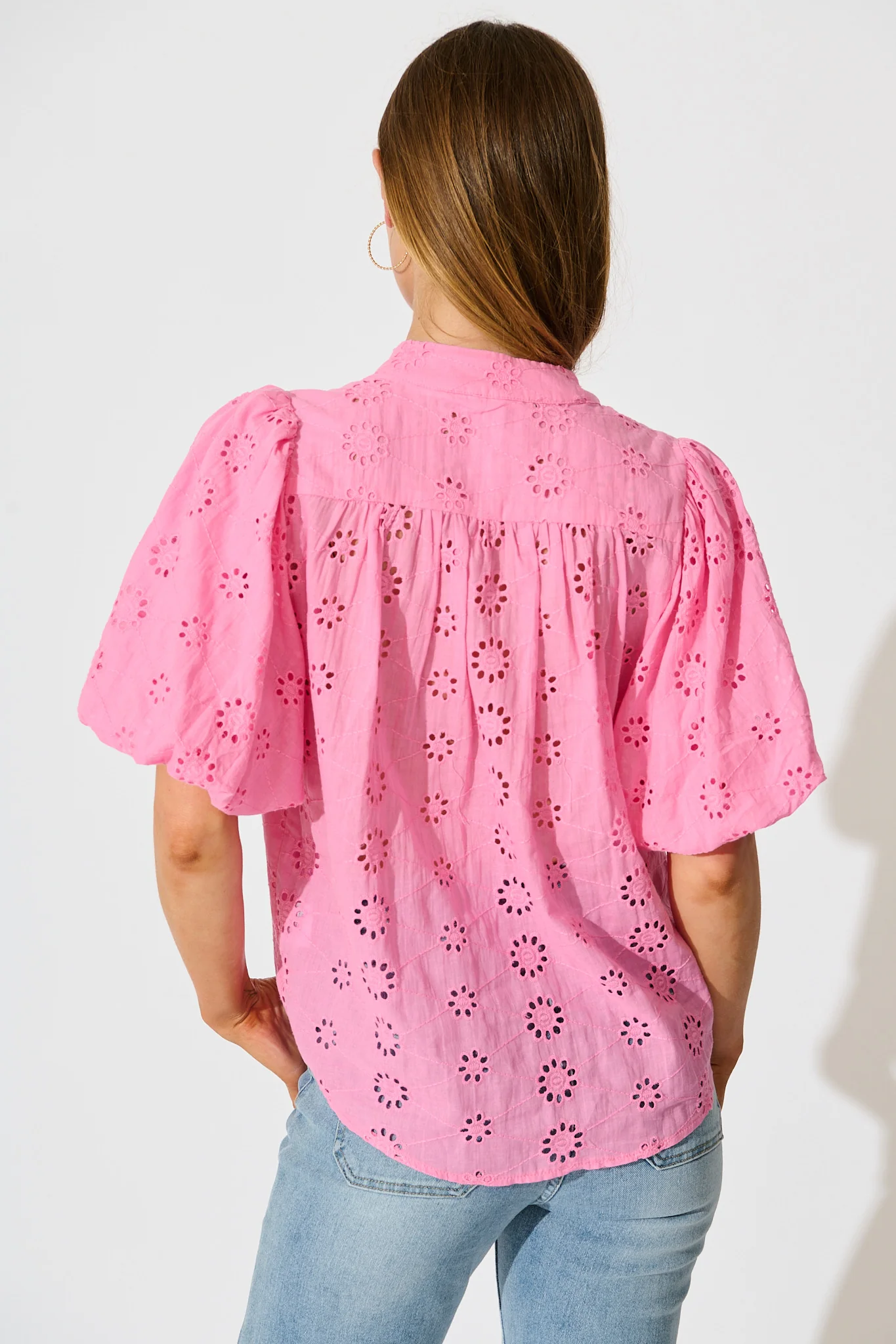 Krizza Top In Pink Embroidered Cotton - Image 3