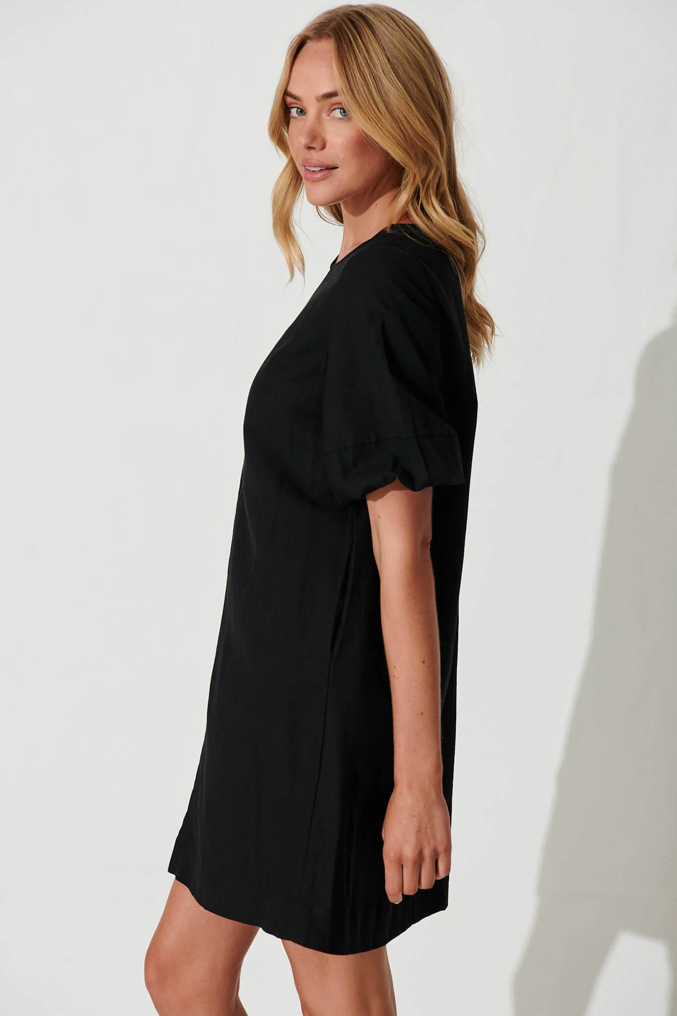 Kyoto Dress In Black Cotton Linen - Image 3