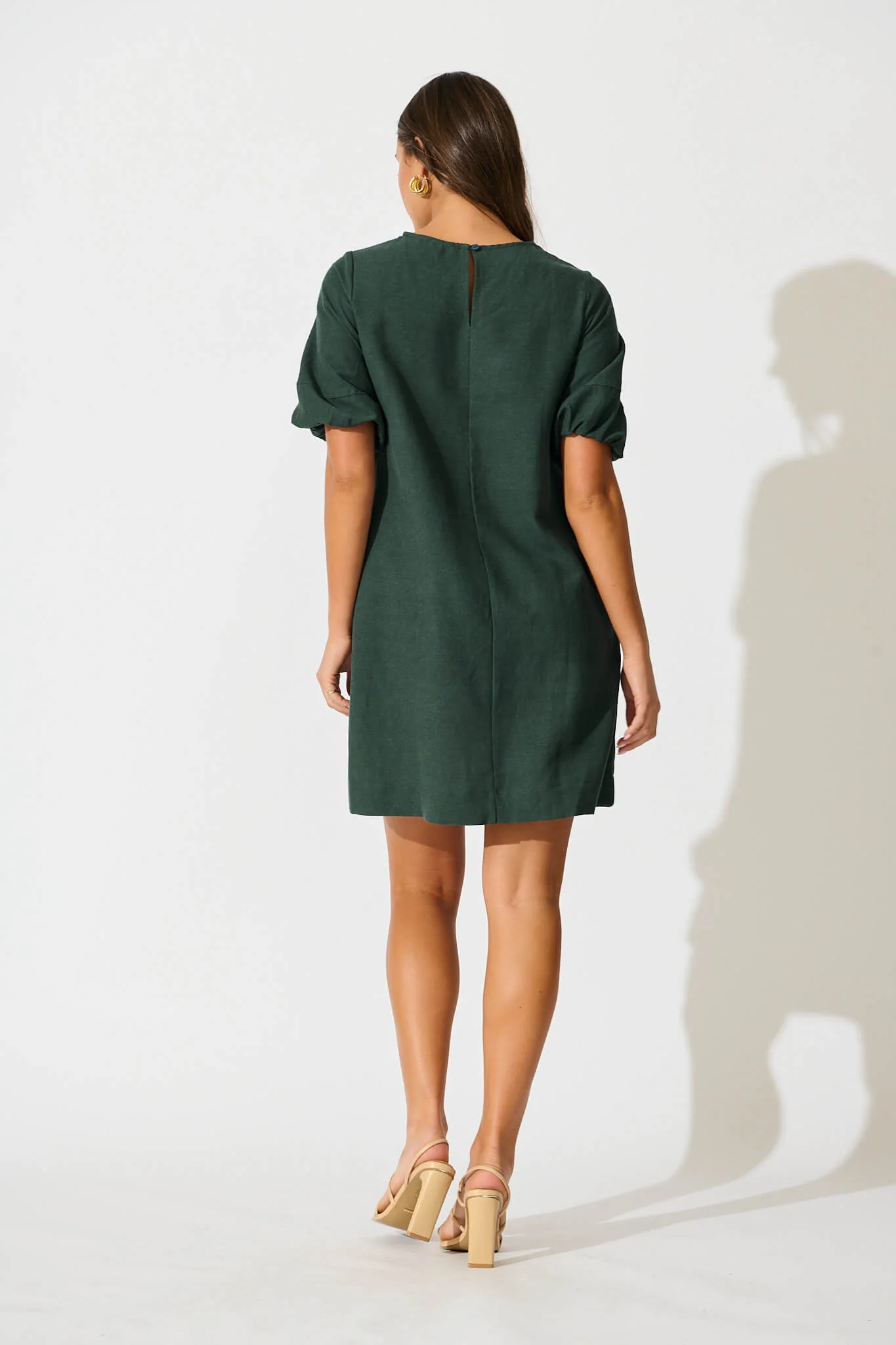Kyoto Dress In Emerald Cotton Linen - Image 4
