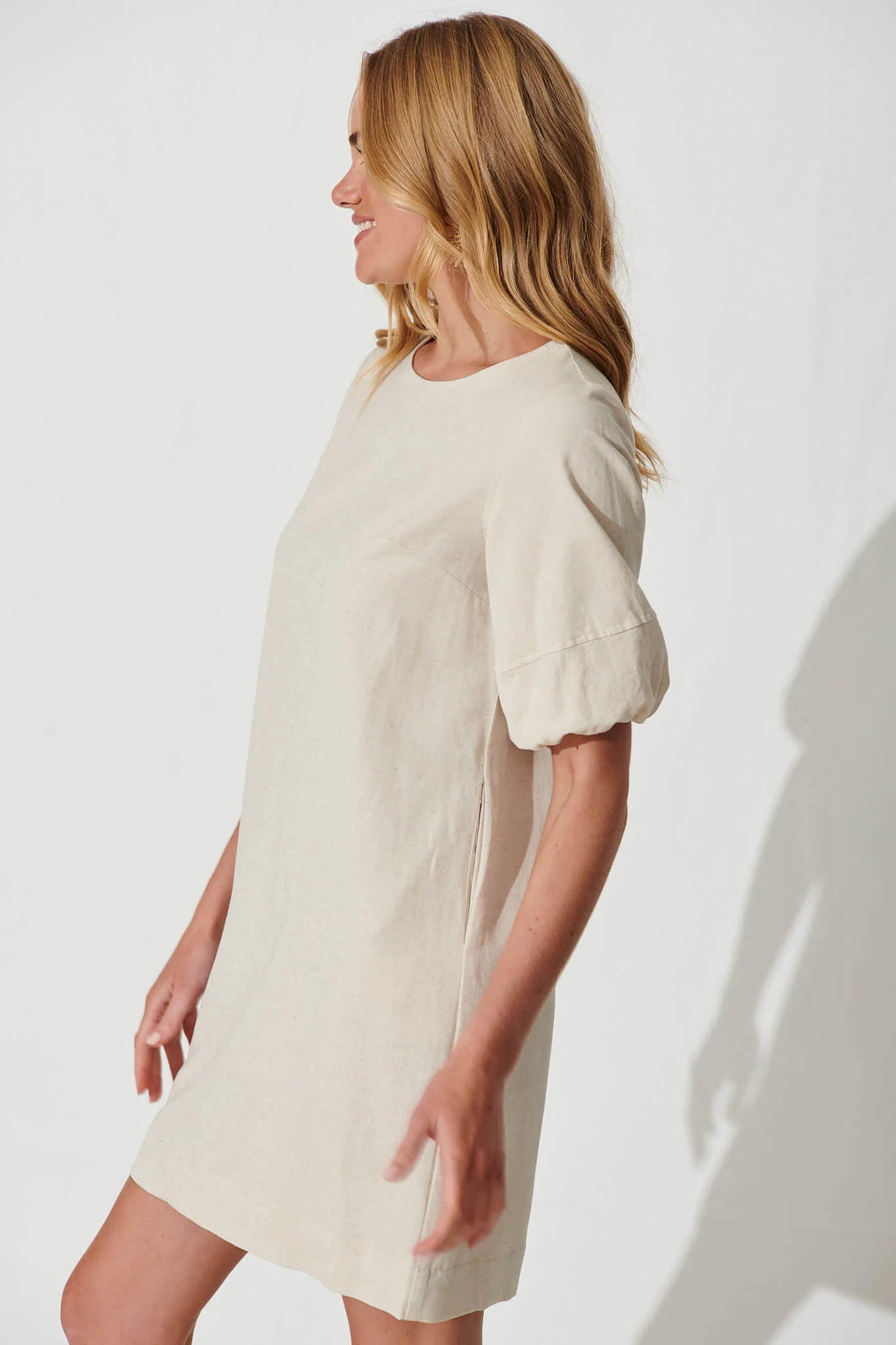 Kyoto Dress In Oatmeal Cotton Linen - Image 3