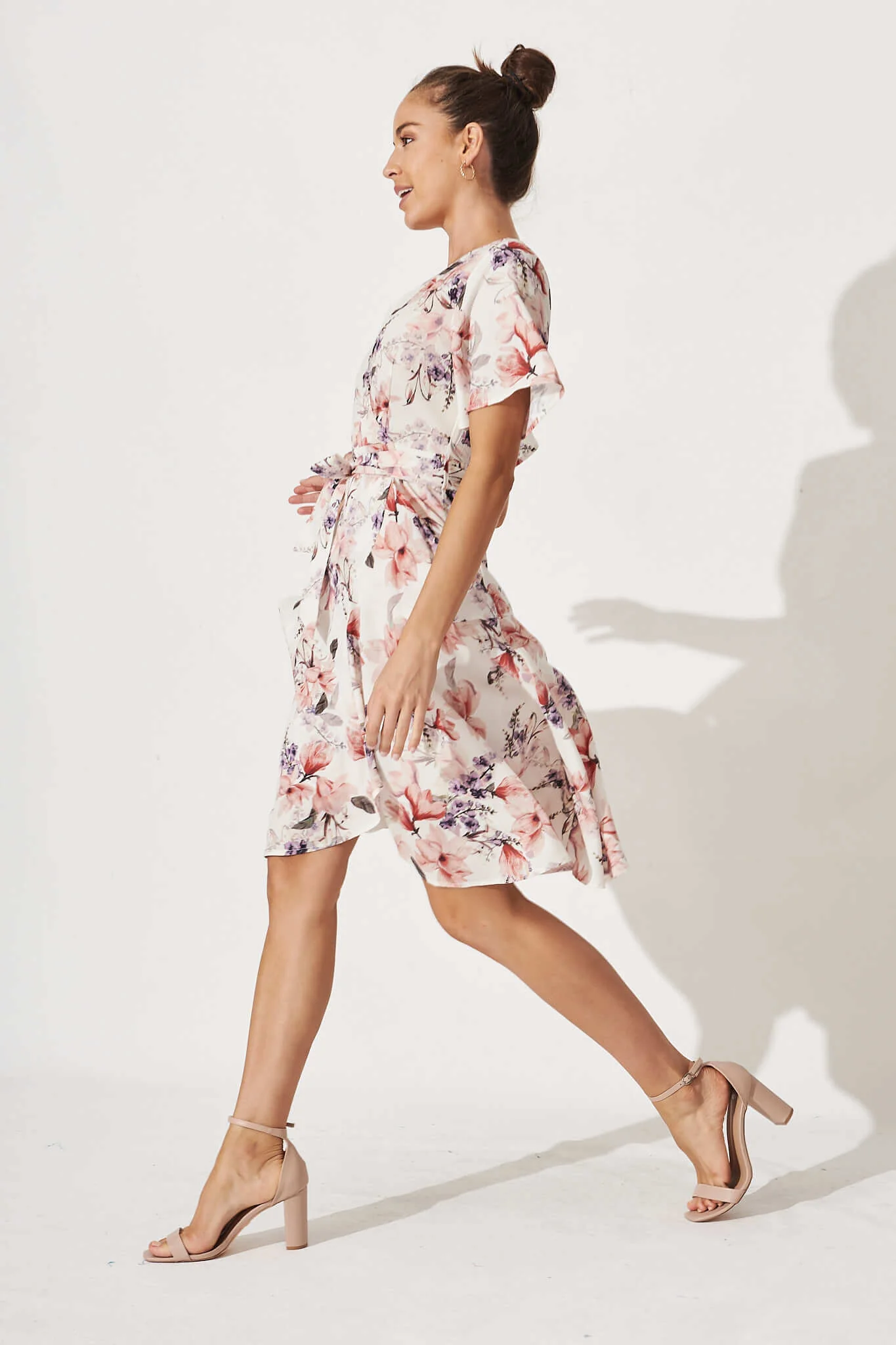 Lacey Wrap Dress In Cream Floral - Image 3