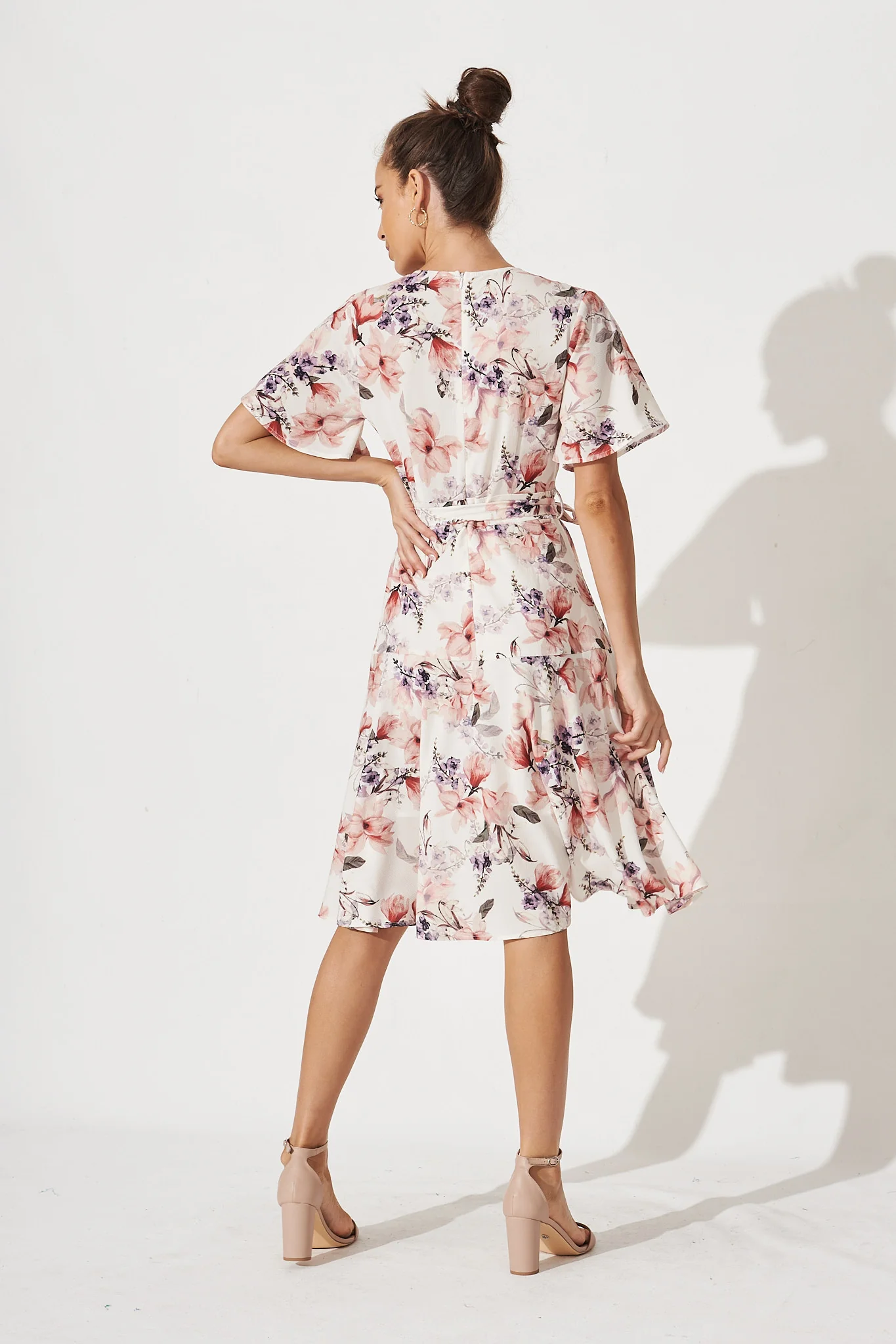 Lacey Wrap Dress In Cream Floral - Image 4